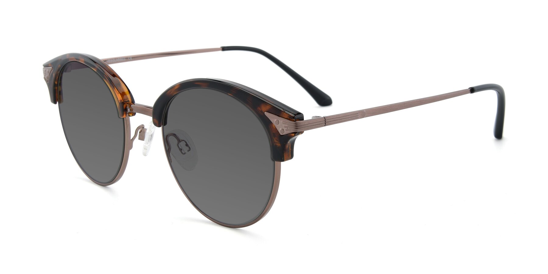 Angle of Hermione in Tortoise-Brown with Medium Gray Tinted Lenses