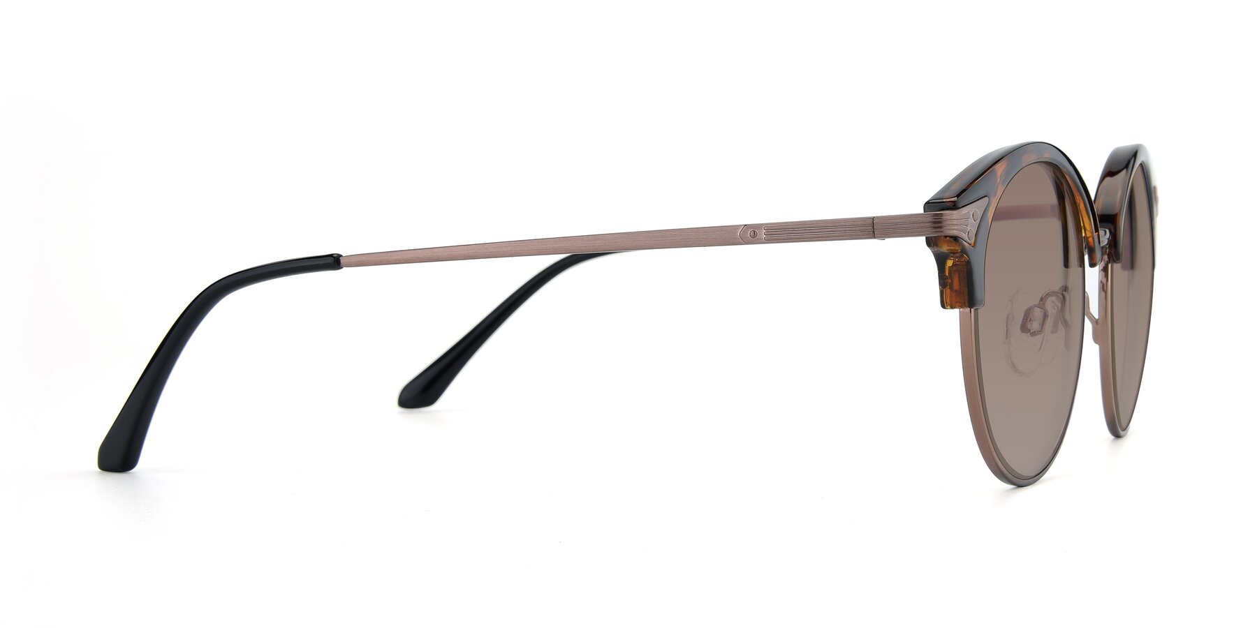 Side of Hermione in Tortoise-Brown with Medium Brown Tinted Lenses