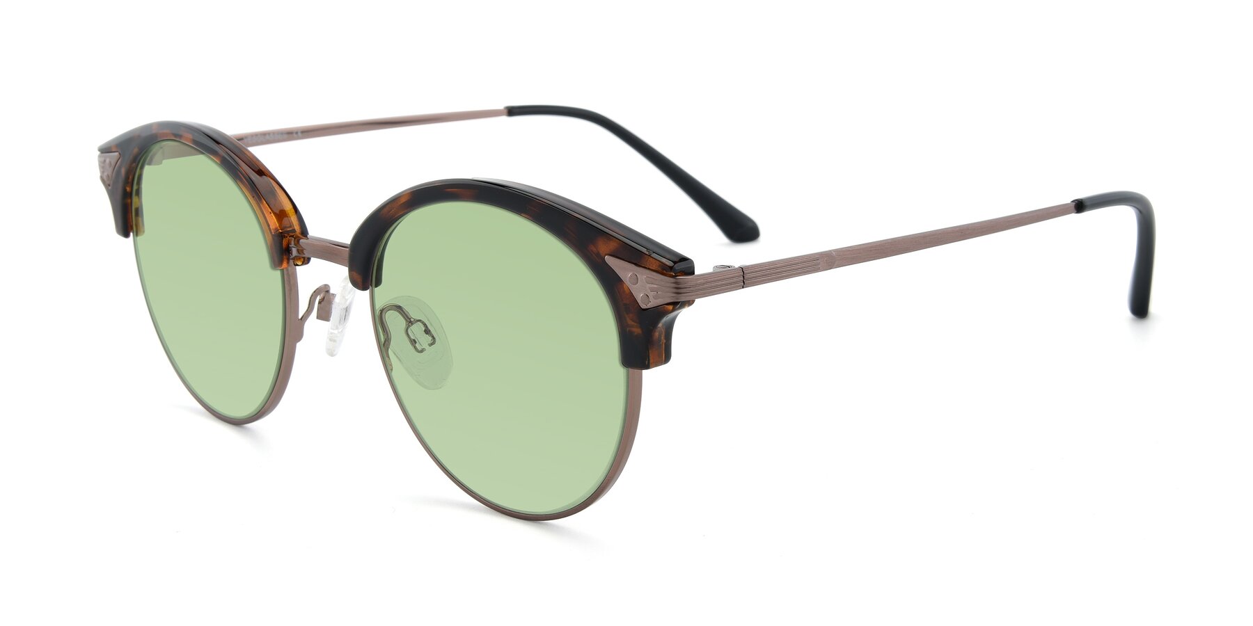 Angle of Hermione in Tortoise-Brown with Medium Green Tinted Lenses