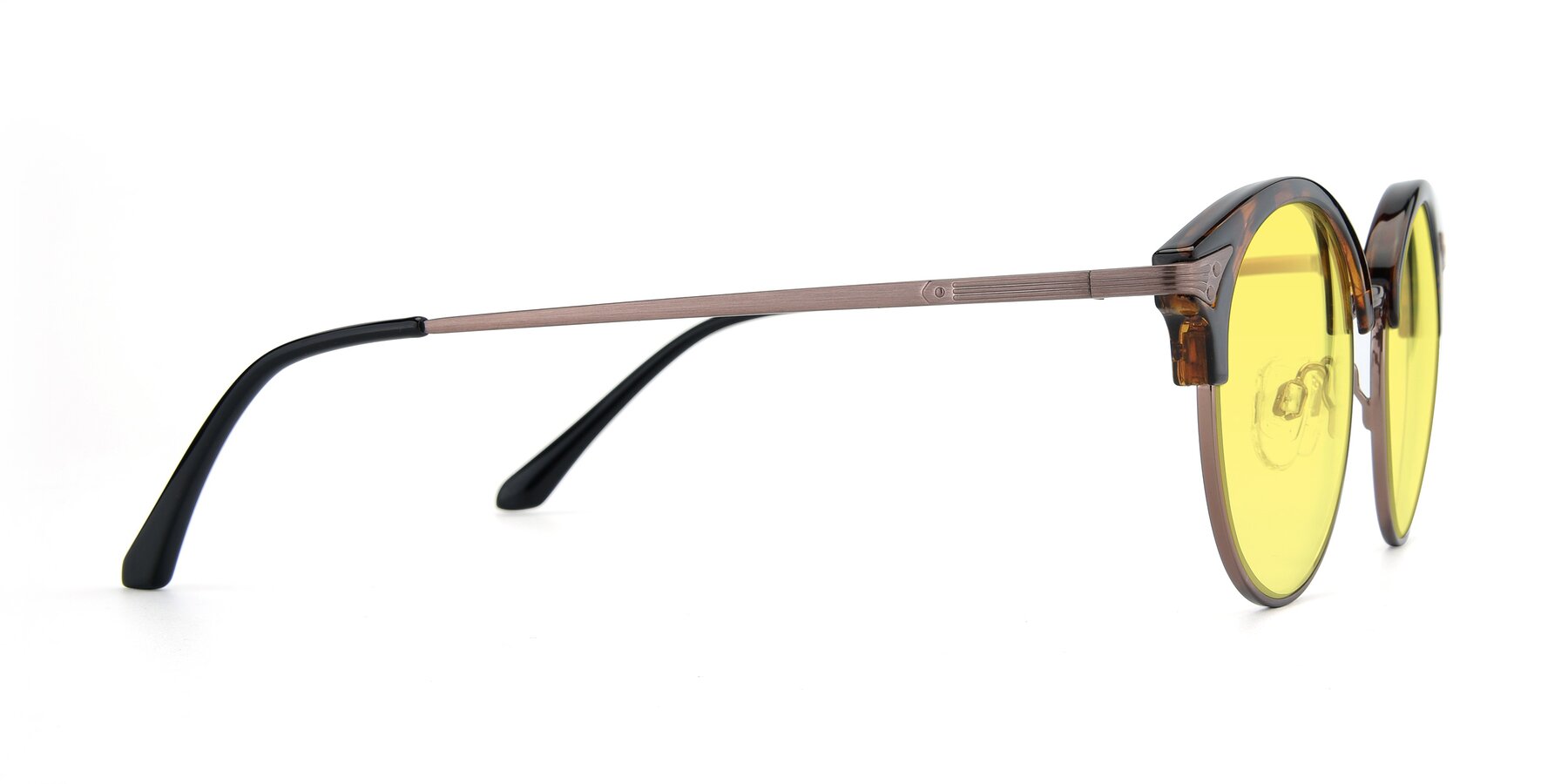 Side of Hermione in Tortoise-Brown with Medium Yellow Tinted Lenses