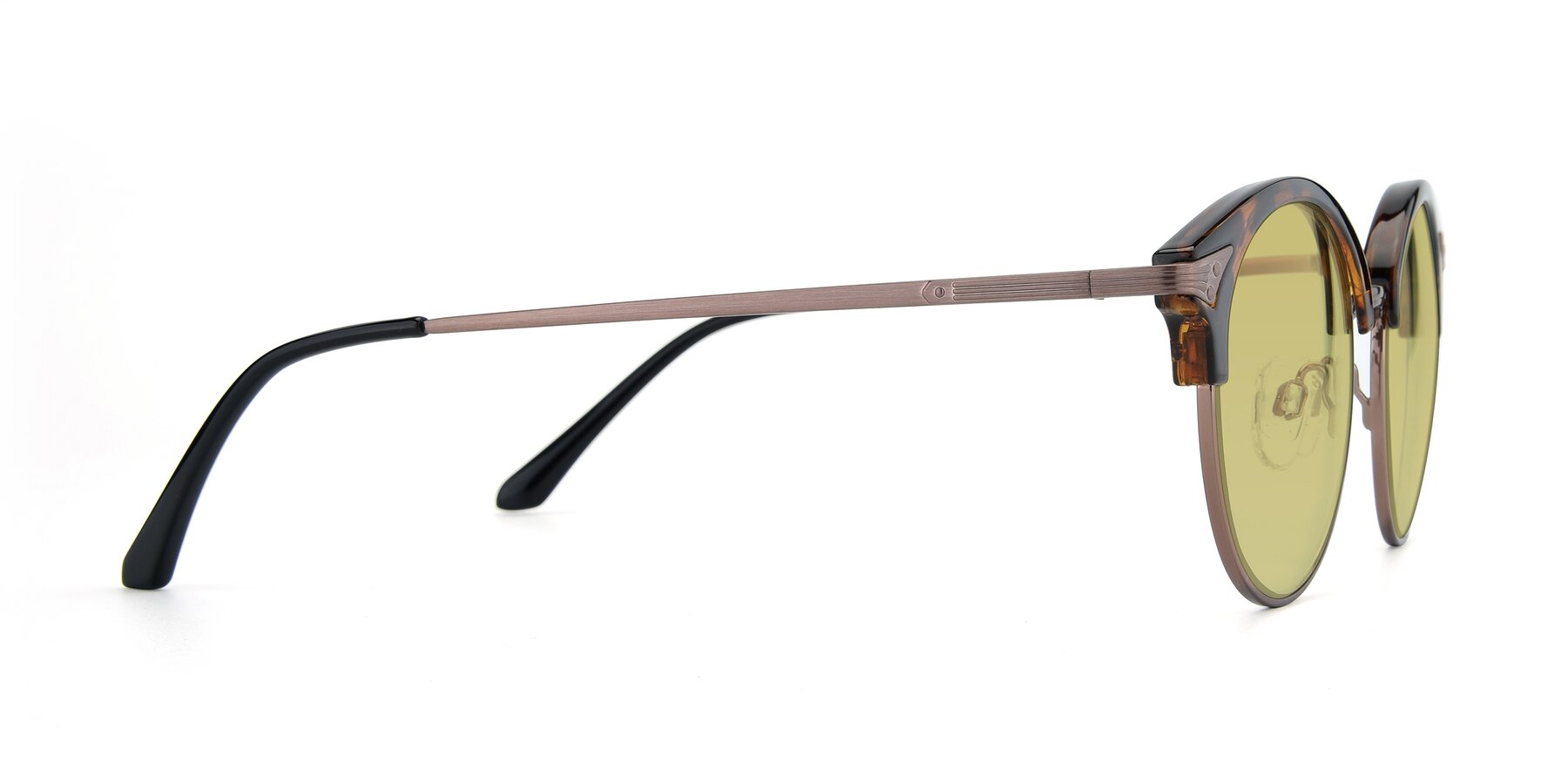 Side of Hermione in Tortoise-Brown with Medium Champagne Tinted Lenses