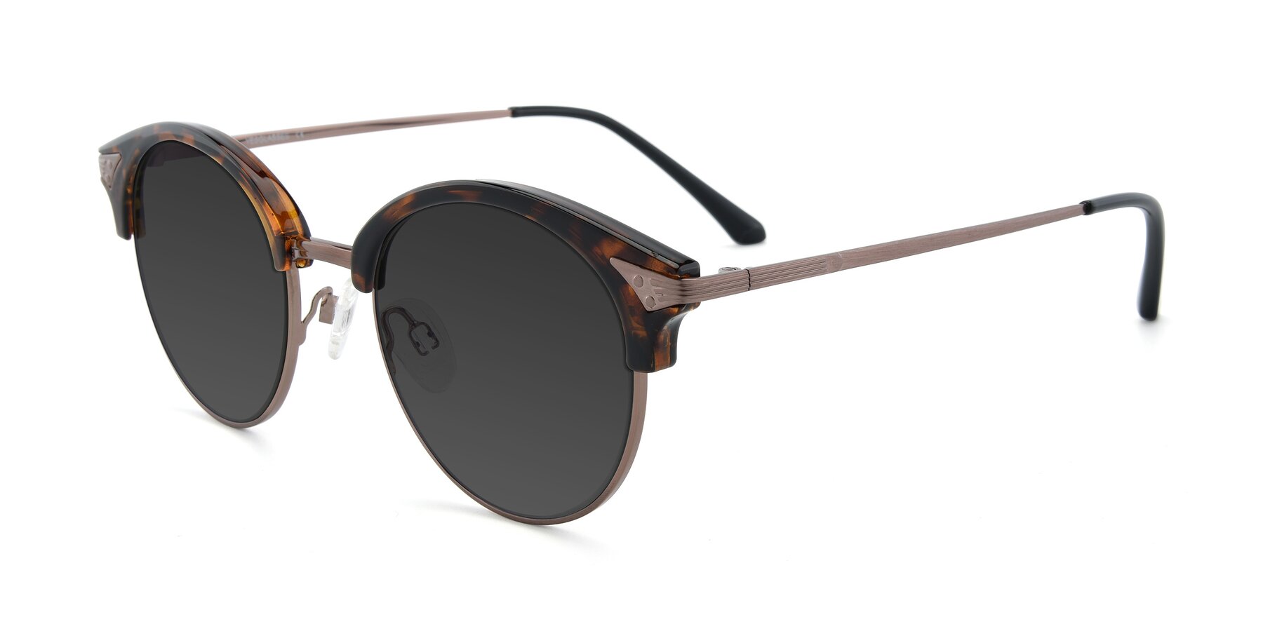 Angle of Hermione in Tortoise-Brown with Gray Tinted Lenses