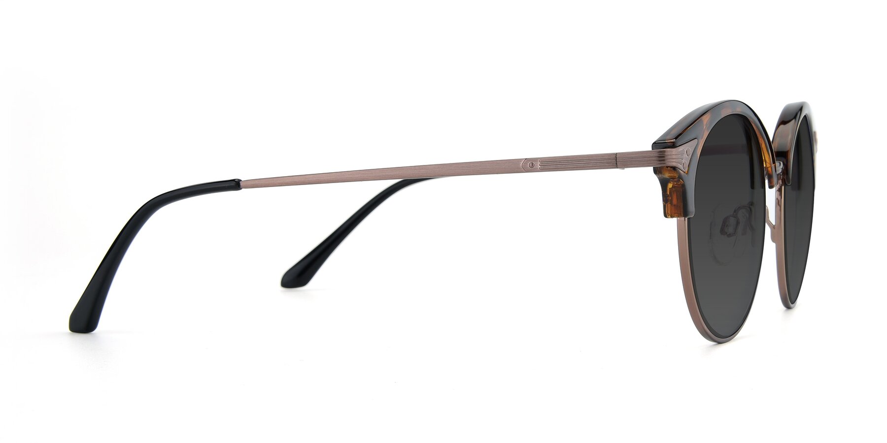 Side of Hermione in Tortoise-Brown with Gray Tinted Lenses
