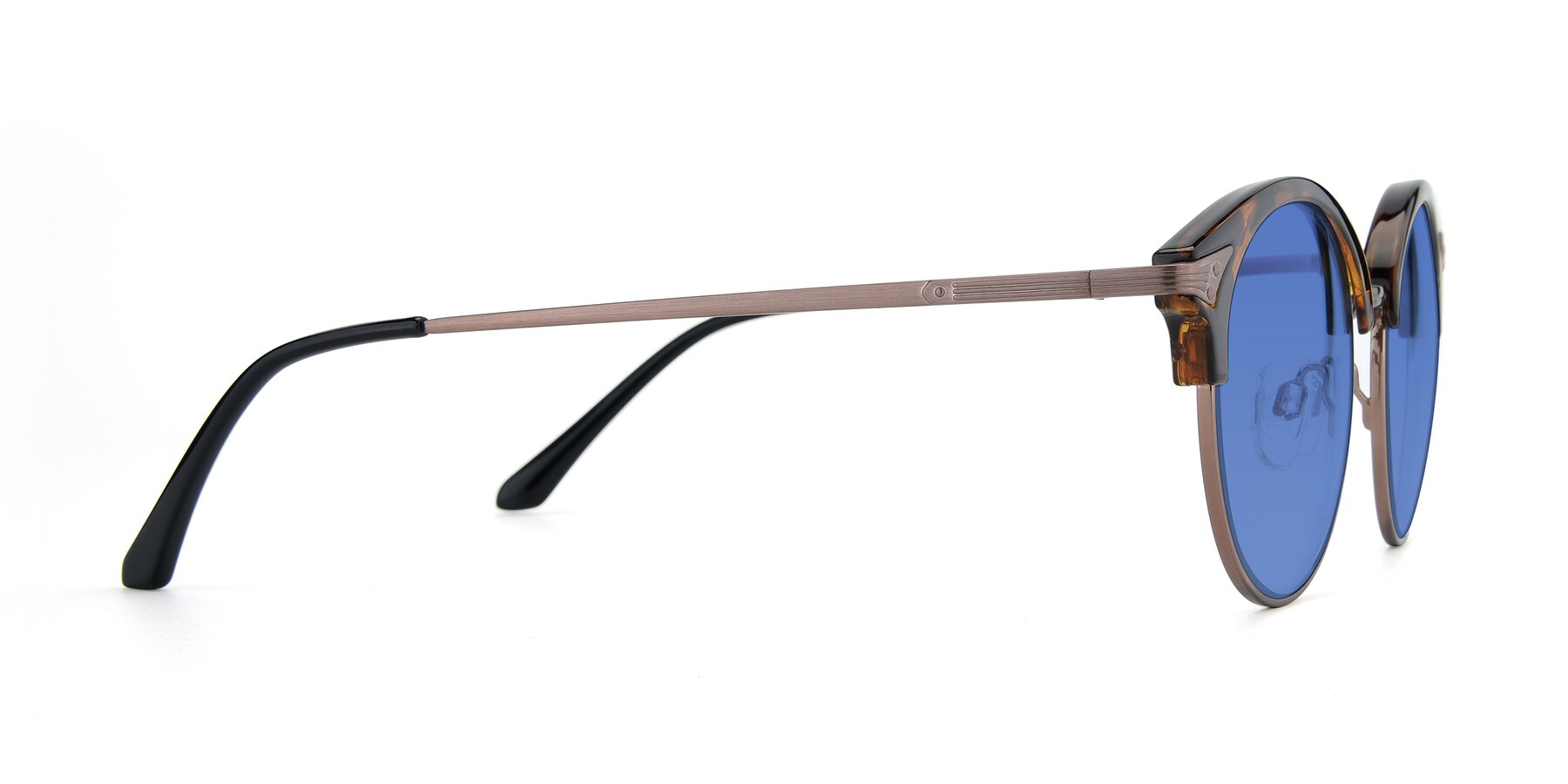 Side of Hermione in Tortoise-Brown with Blue Tinted Lenses