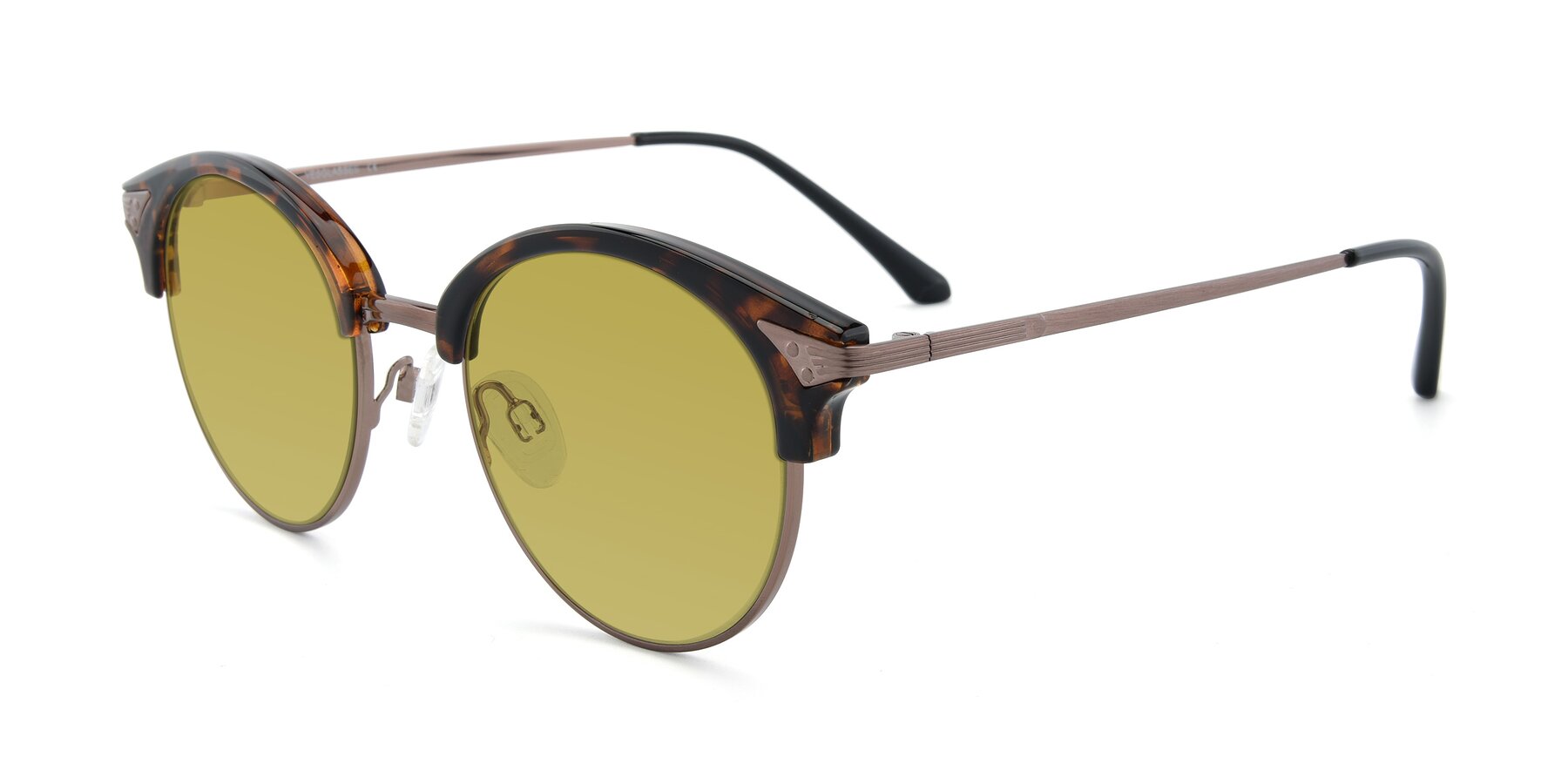 Angle of Hermione in Tortoise-Brown with Champagne Tinted Lenses