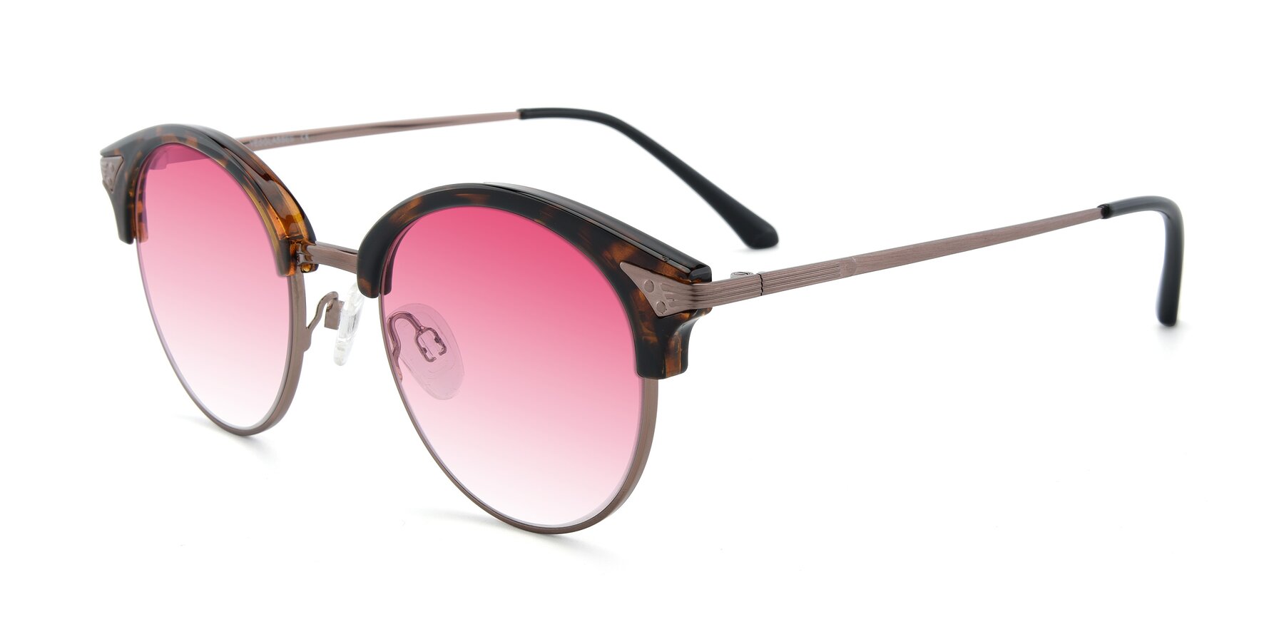 Angle of Hermione in Tortoise-Brown with Pink Gradient Lenses
