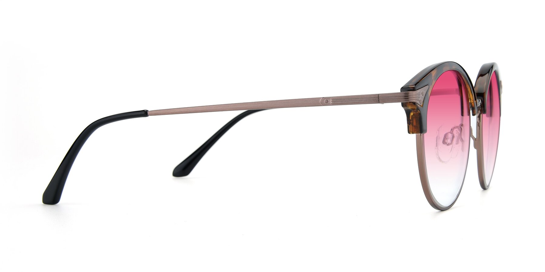 Side of Hermione in Tortoise-Brown with Pink Gradient Lenses