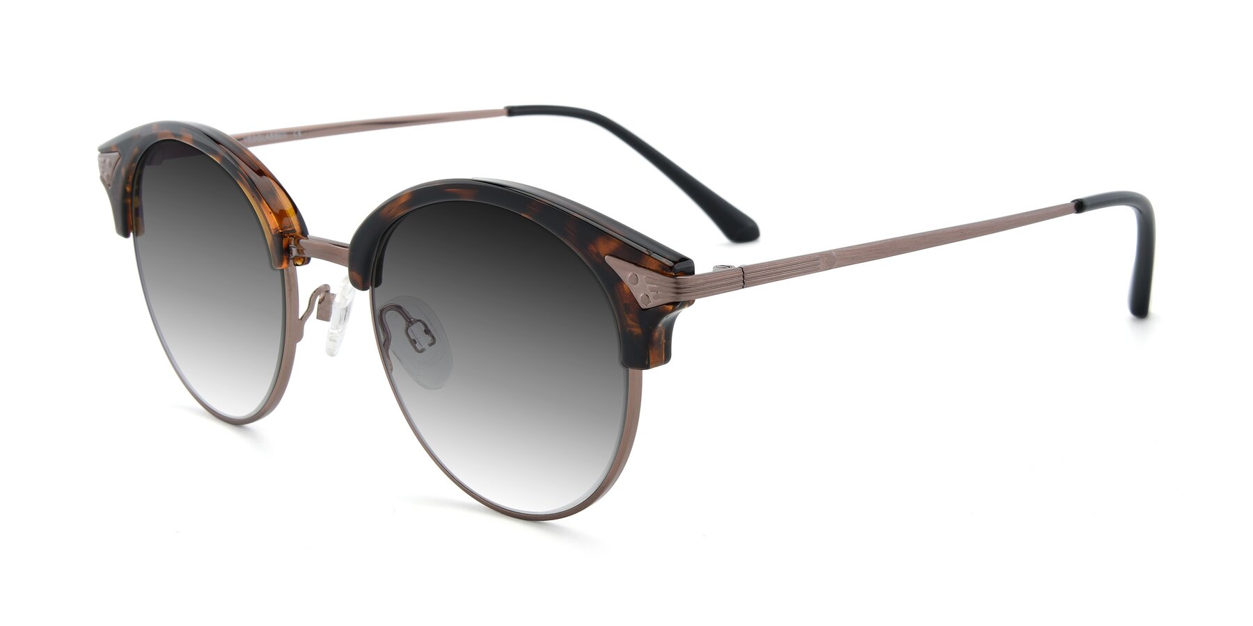 Angle of Hermione in Tortoise-Brown with Gray Gradient Lenses