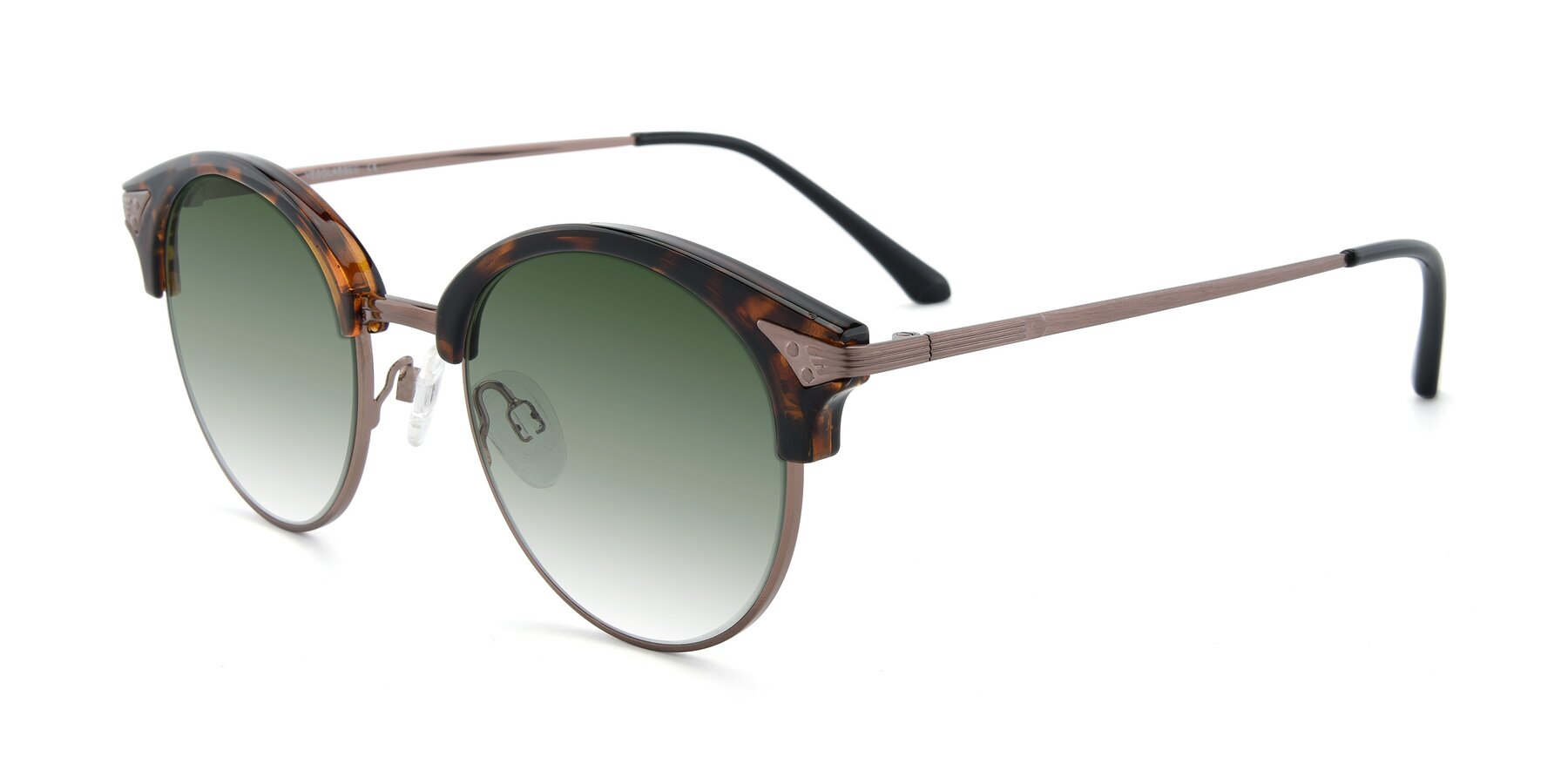 Angle of Hermione in Tortoise-Brown with Green Gradient Lenses