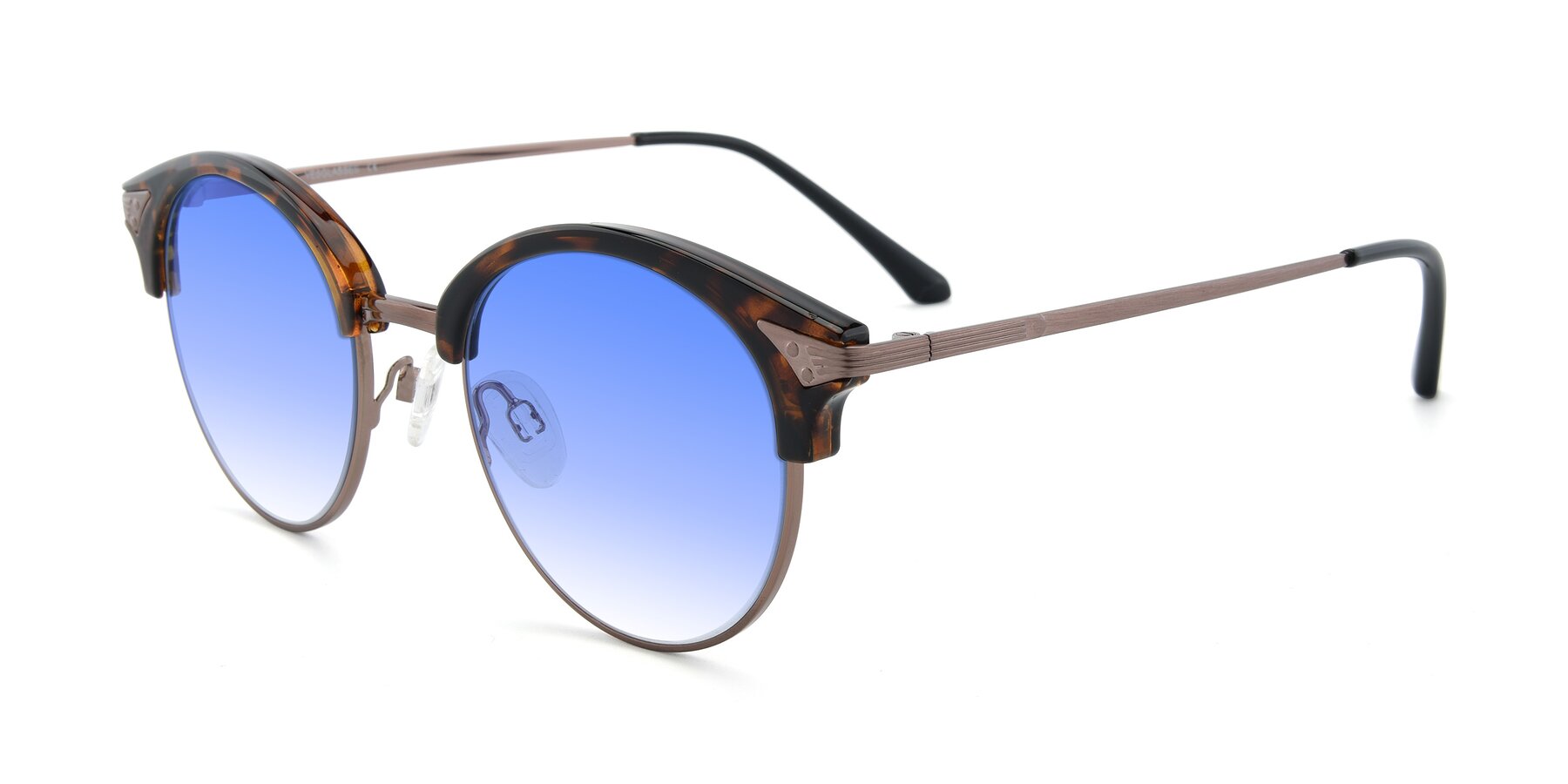 Angle of Hermione in Tortoise-Brown with Blue Gradient Lenses