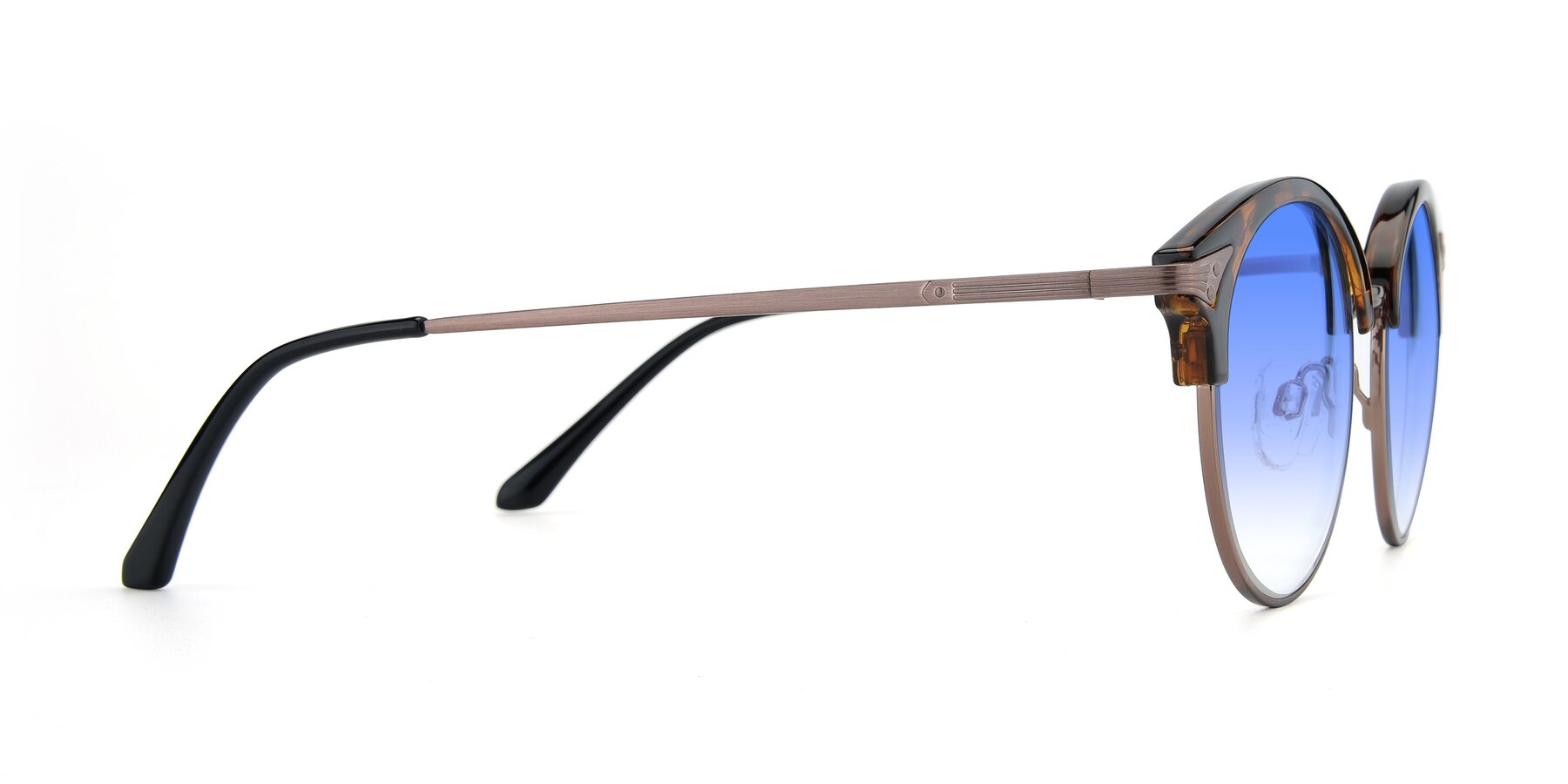 Side of Hermione in Tortoise-Brown with Blue Gradient Lenses