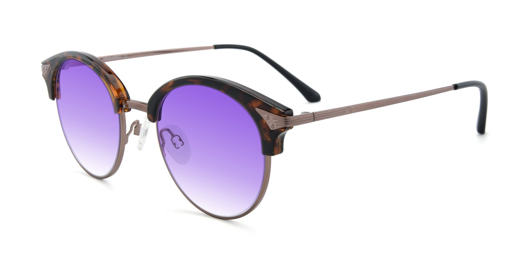Angle of Hermione in Tortoise-Brown with Purple Gradient Lenses