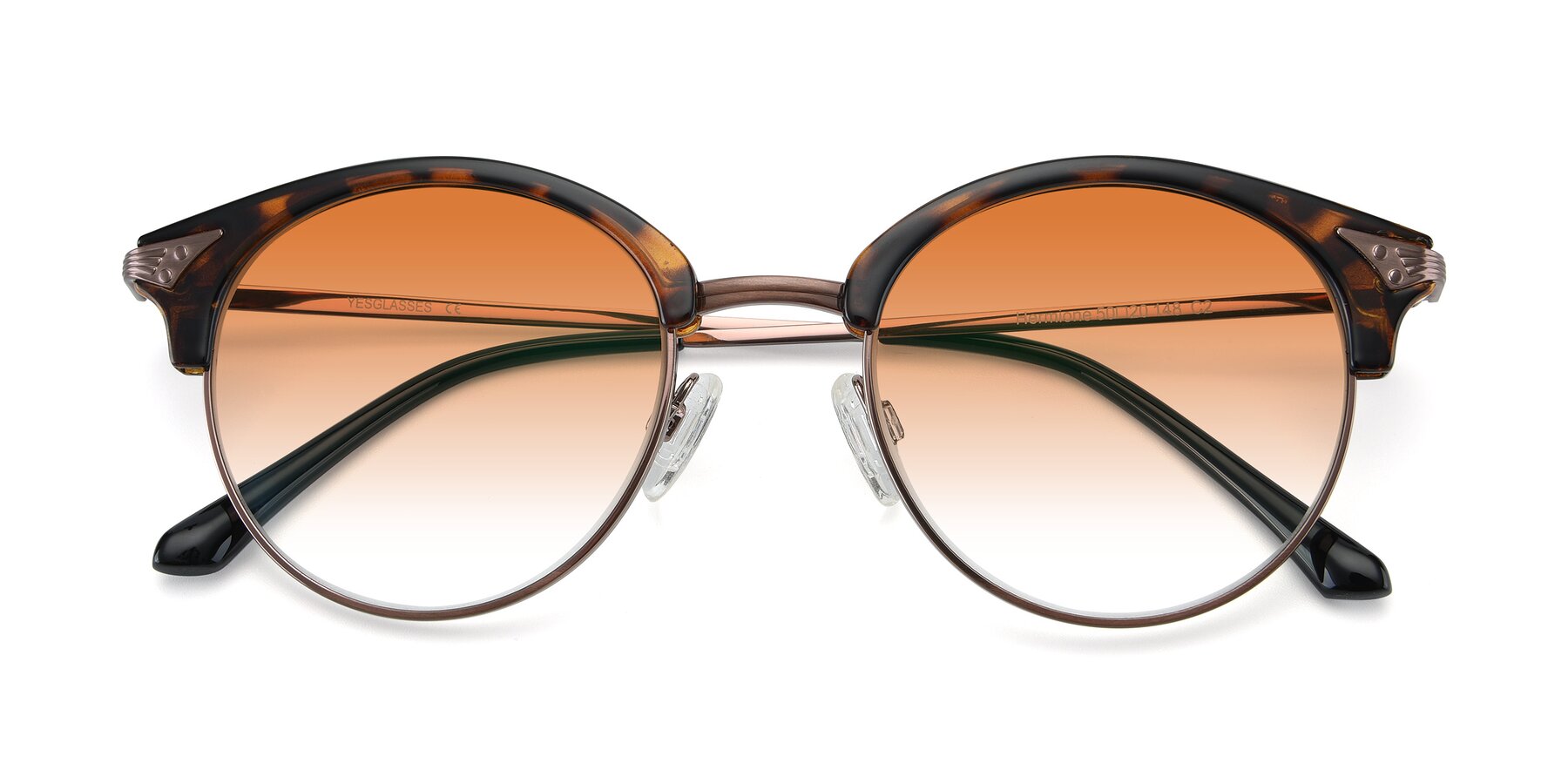 Folded Front of Hermione in Tortoise-Brown with Orange Gradient Lenses