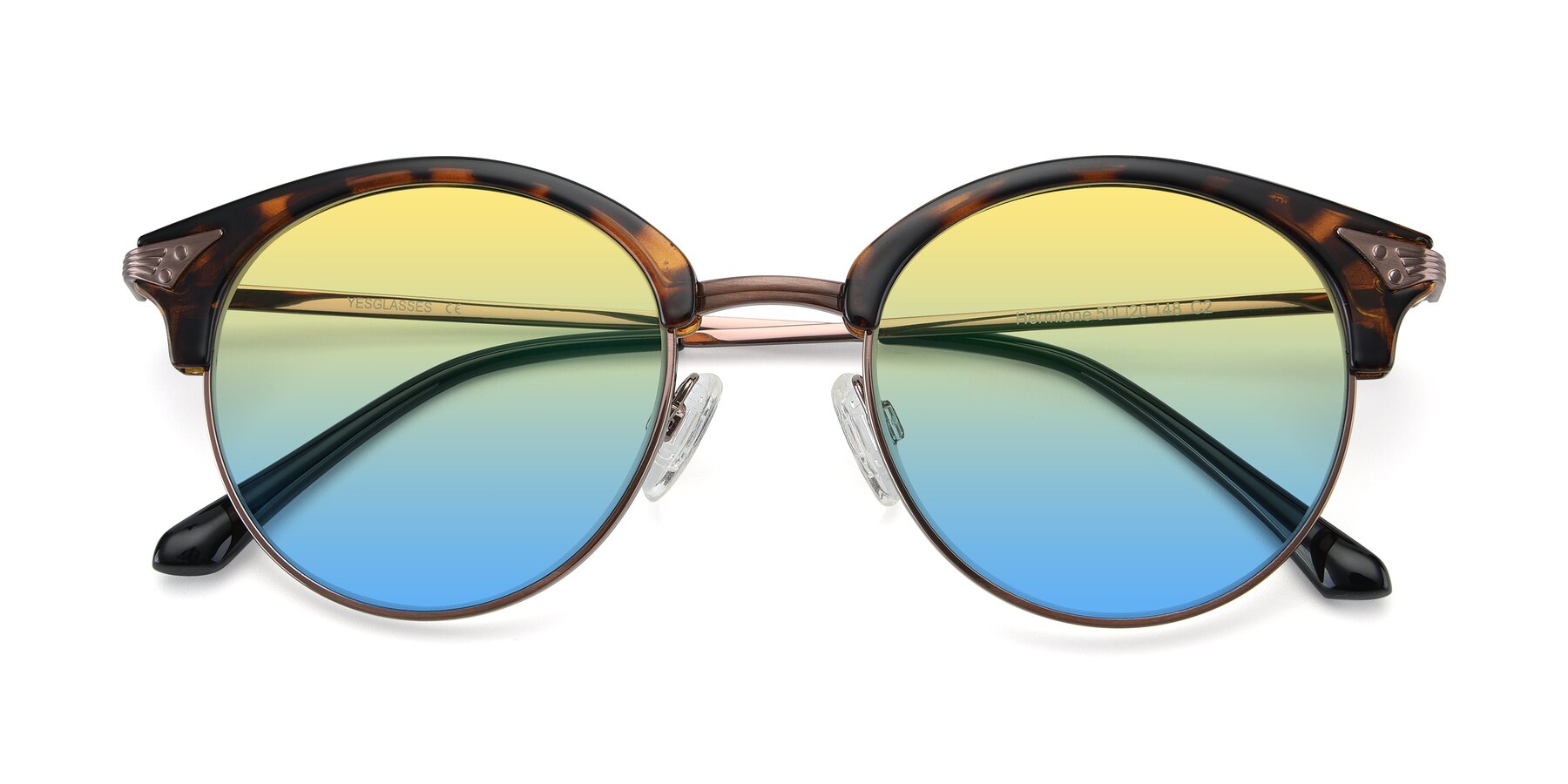 Folded Front of Hermione in Tortoise-Brown with Yellow / Blue Gradient Lenses