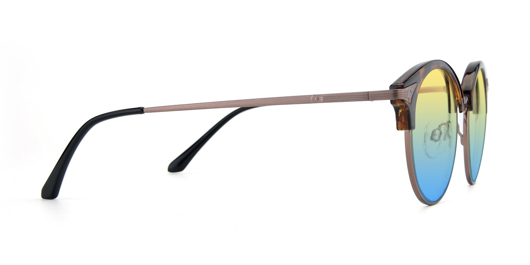 Side of Hermione in Tortoise-Brown with Yellow / Blue Gradient Lenses