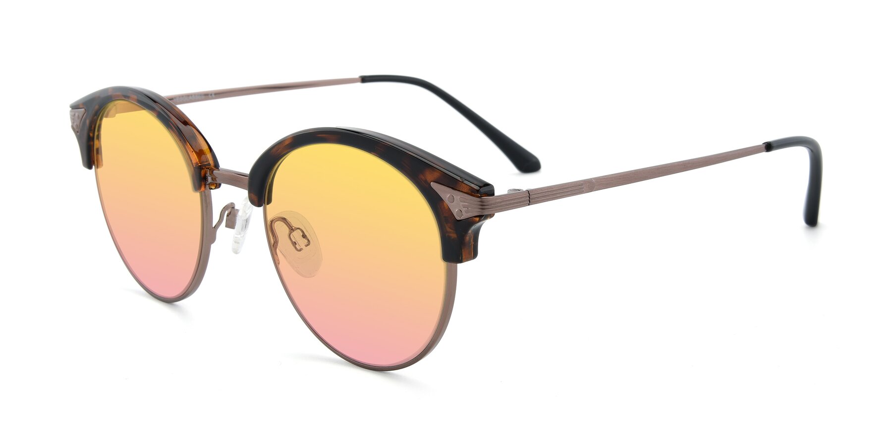 Angle of Hermione in Tortoise-Brown with Yellow / Pink Gradient Lenses