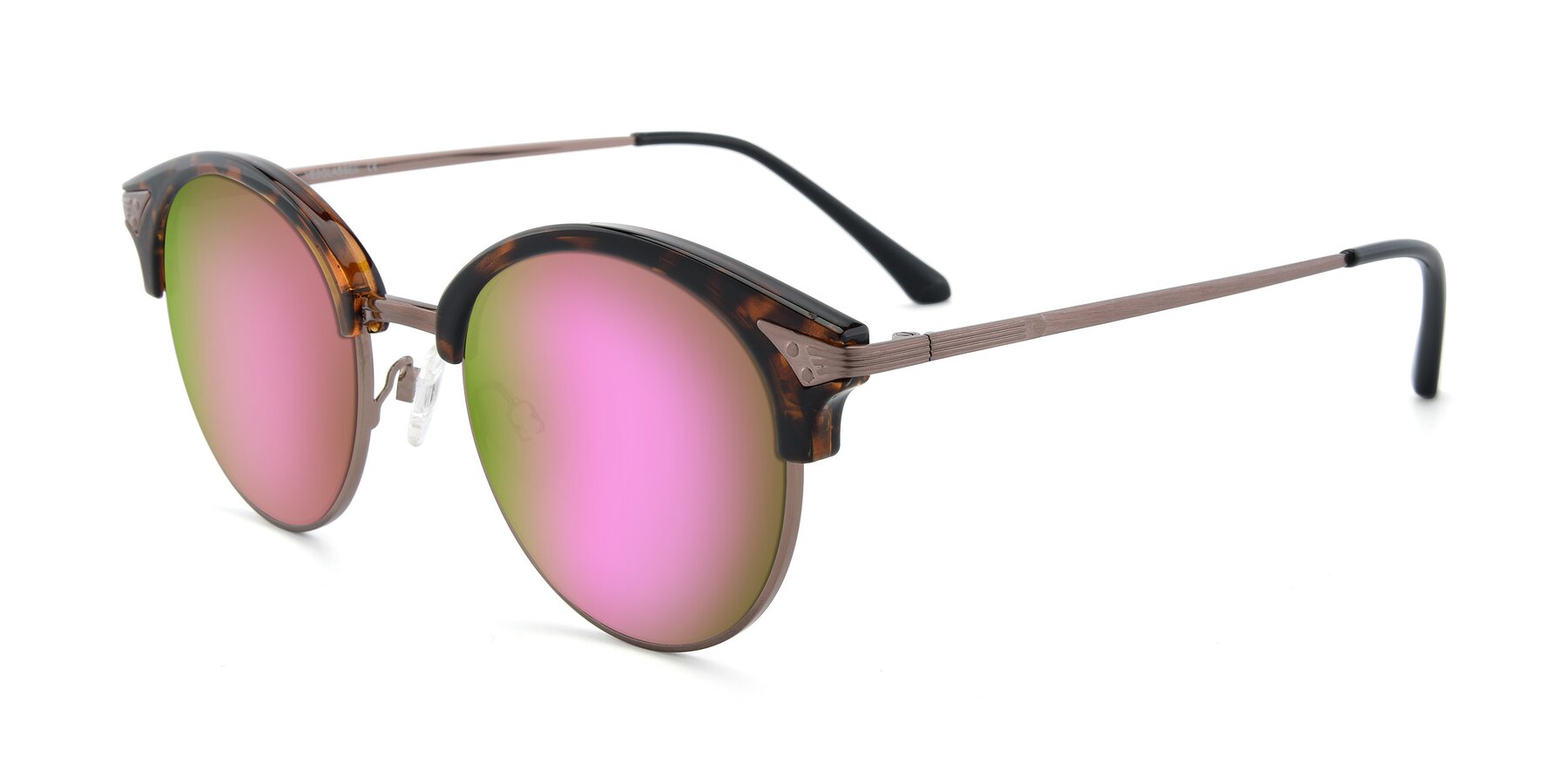 Angle of Hermione in Tortoise-Brown with Pink Mirrored Lenses