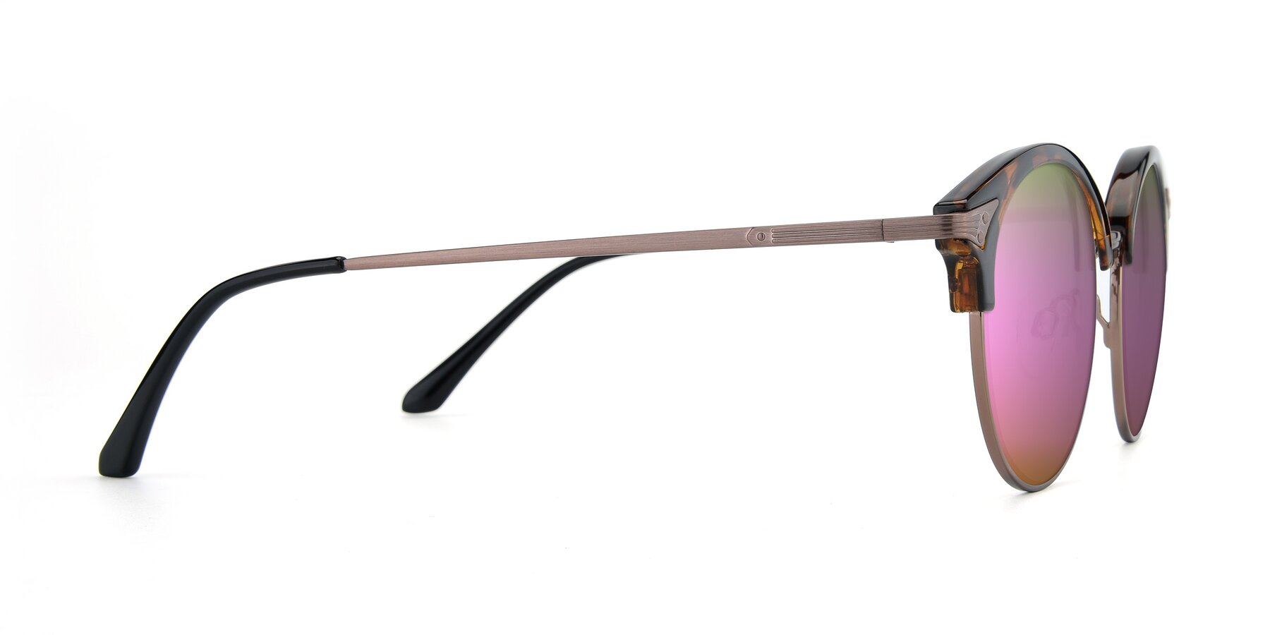 Side of Hermione in Tortoise-Brown with Pink Mirrored Lenses