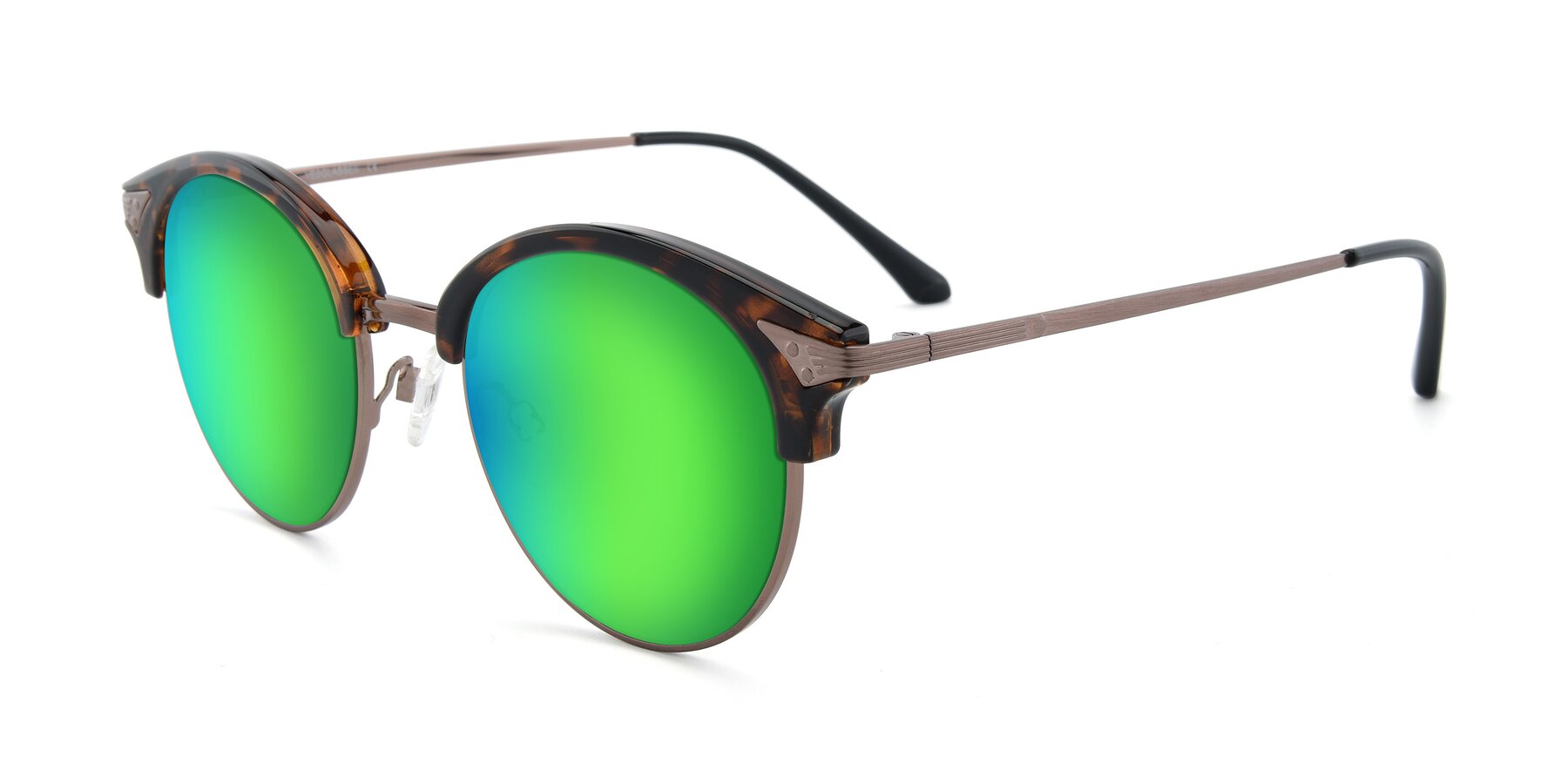 Angle of Hermione in Tortoise-Brown with Green Mirrored Lenses