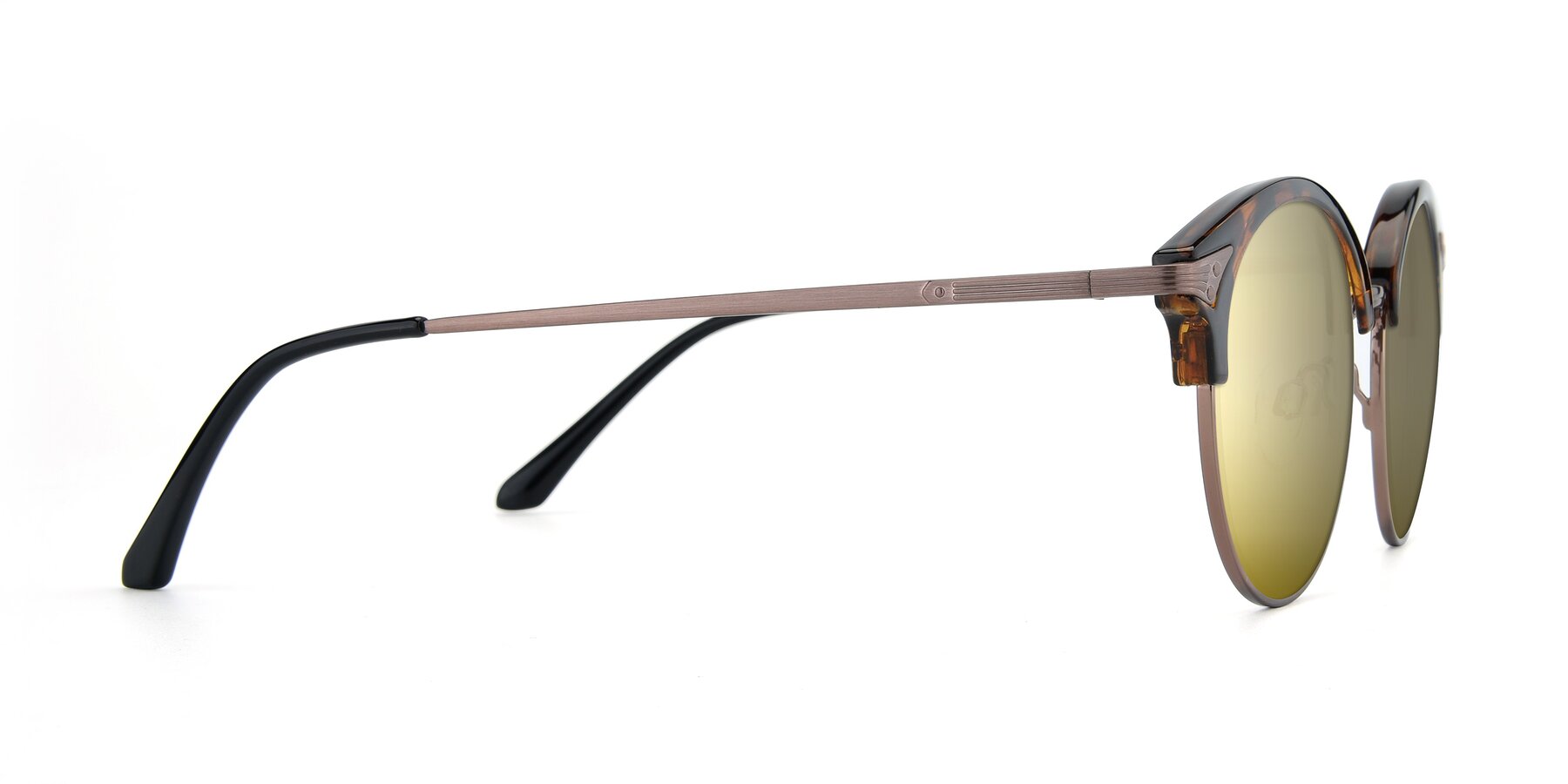 Side of Hermione in Tortoise-Brown with Gold Mirrored Lenses