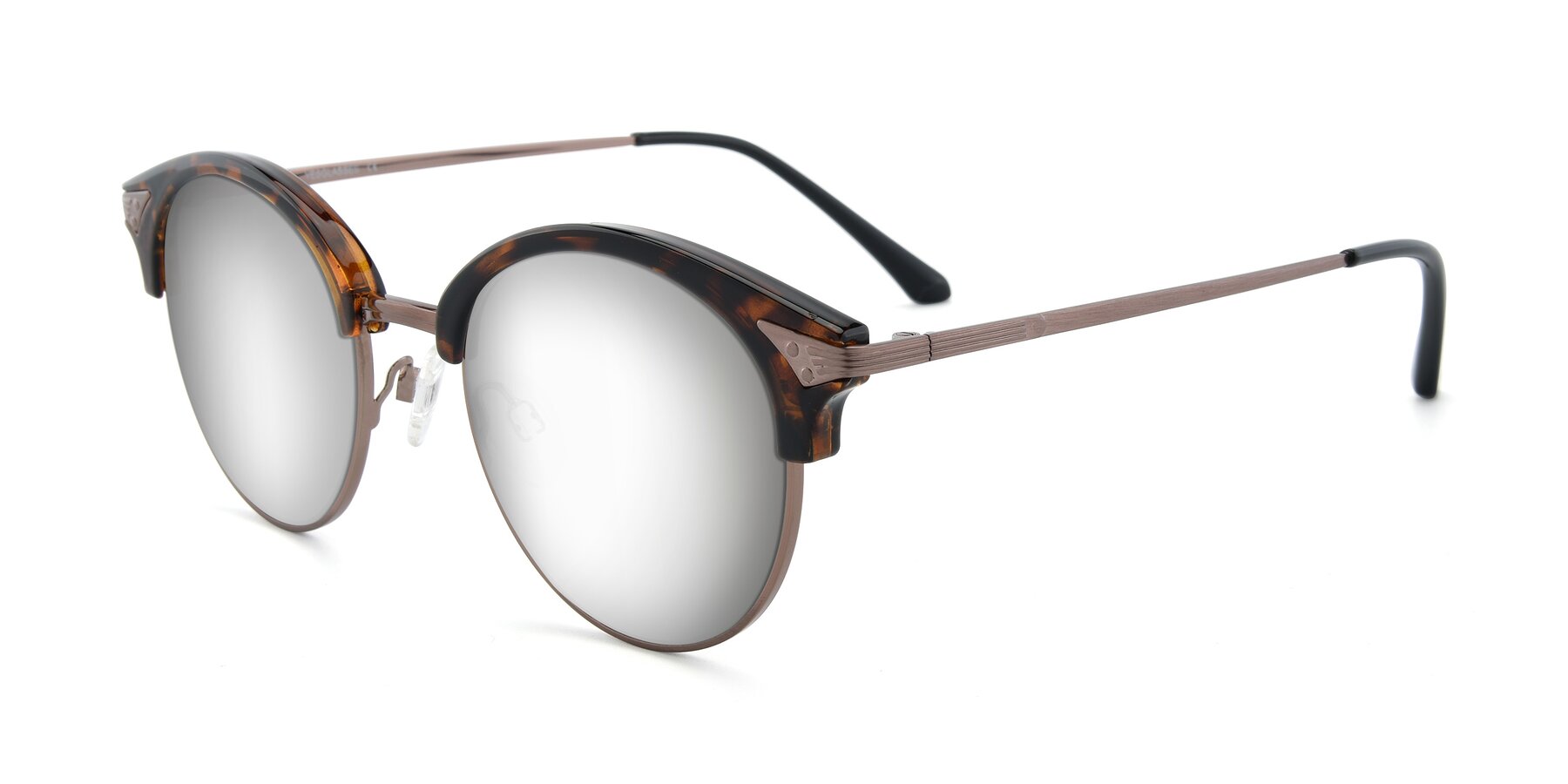 Angle of Hermione in Tortoise-Brown with Silver Mirrored Lenses