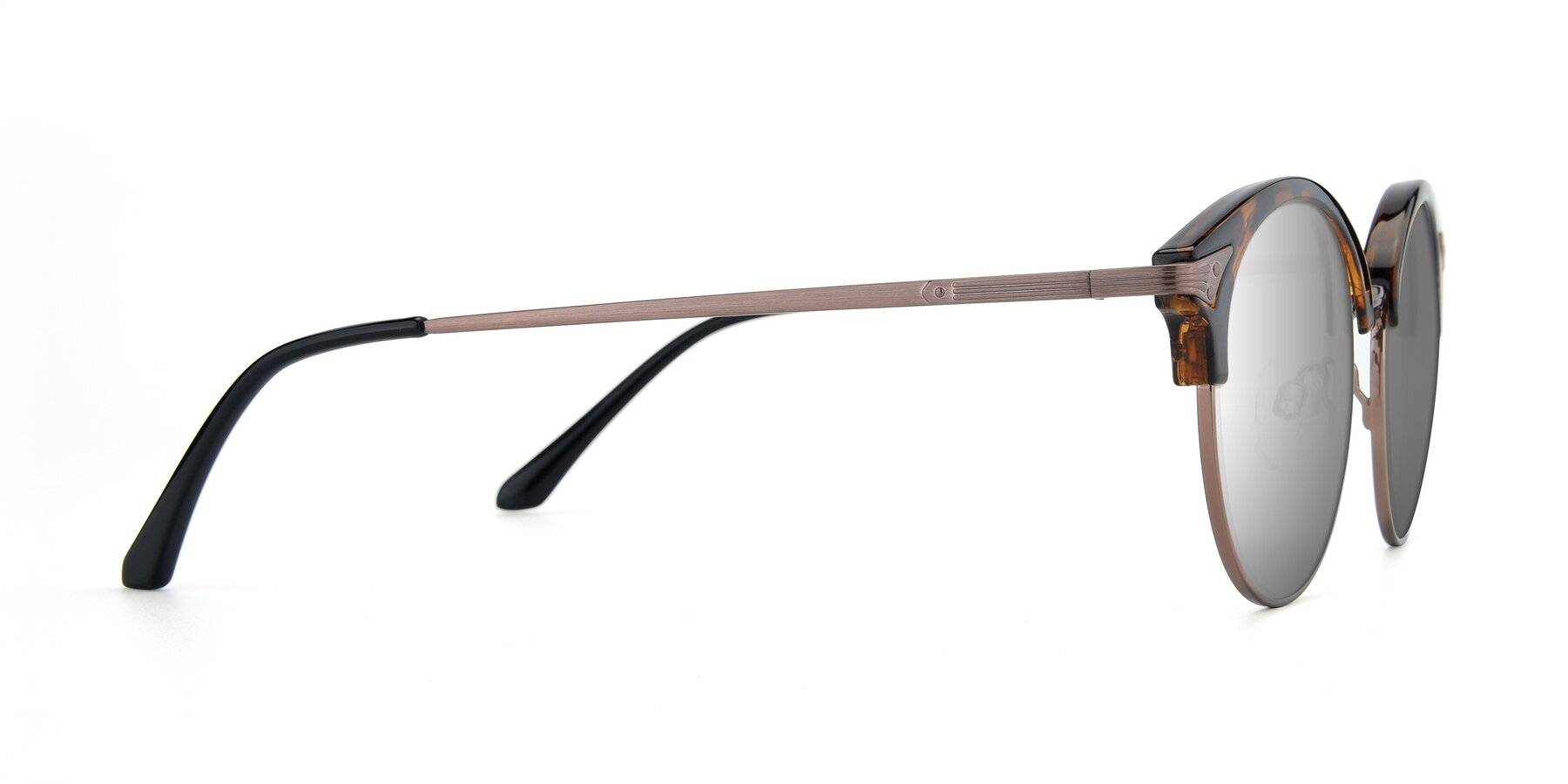 Side of Hermione in Tortoise-Brown with Silver Mirrored Lenses