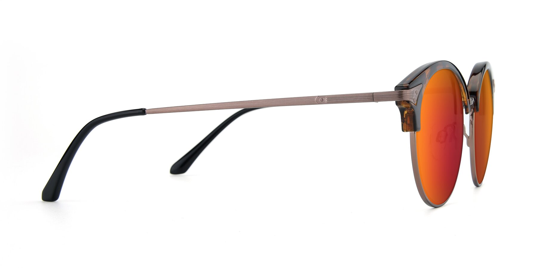 Side of Hermione in Tortoise-Brown with Red Gold Mirrored Lenses