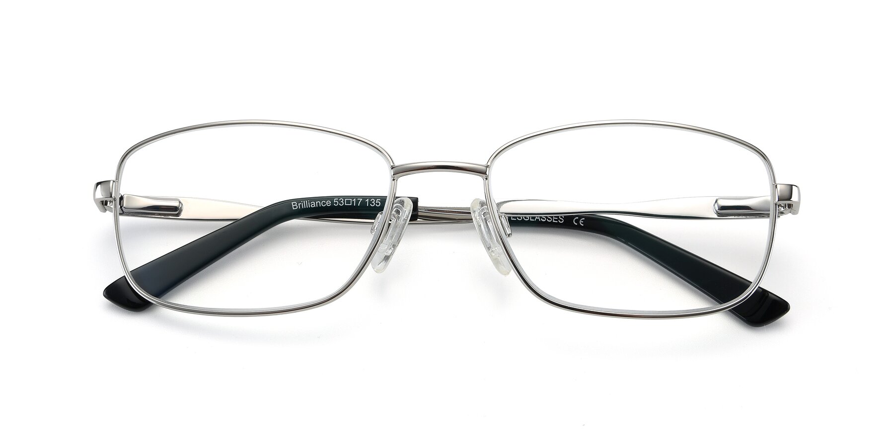 Folded Front of Brilliance in Silver with Clear Eyeglass Lenses