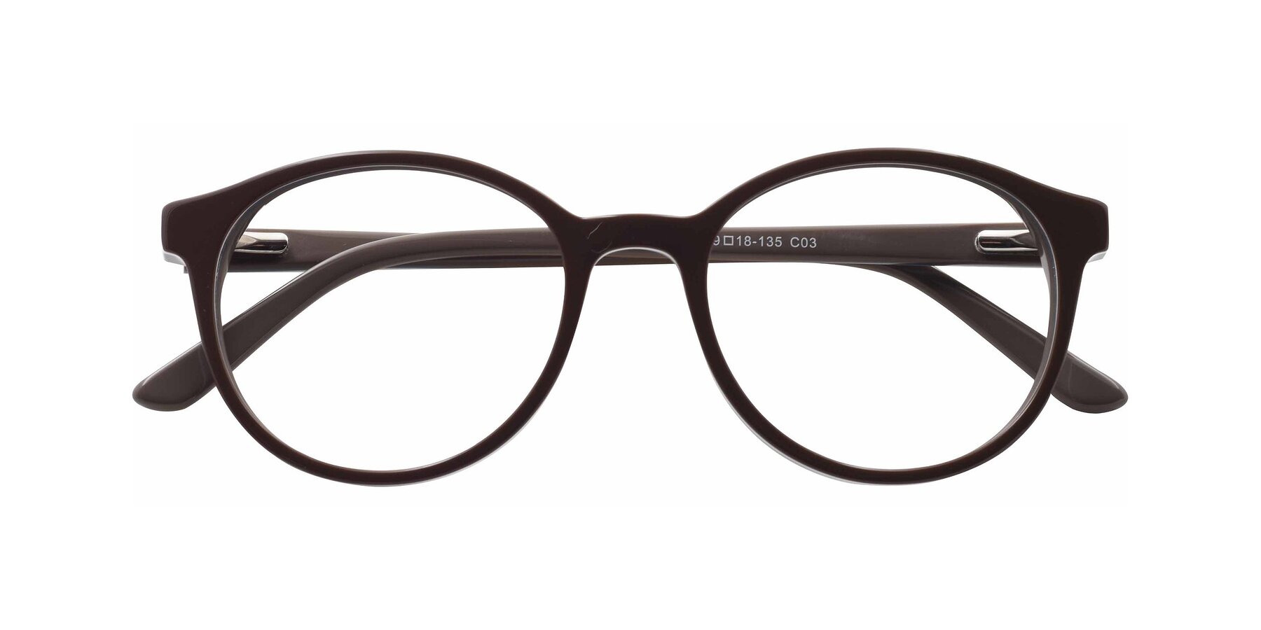Folded Front of 6195 in Coffee with Clear Reading Eyeglass Lenses