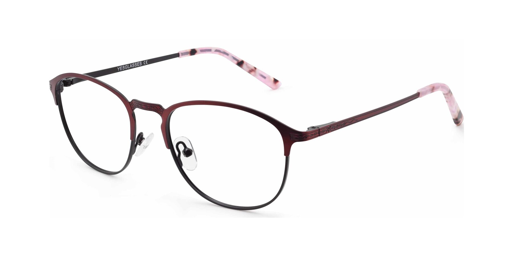 Angle of 9008 in Wine-Black with Clear Blue Light Blocking Lenses