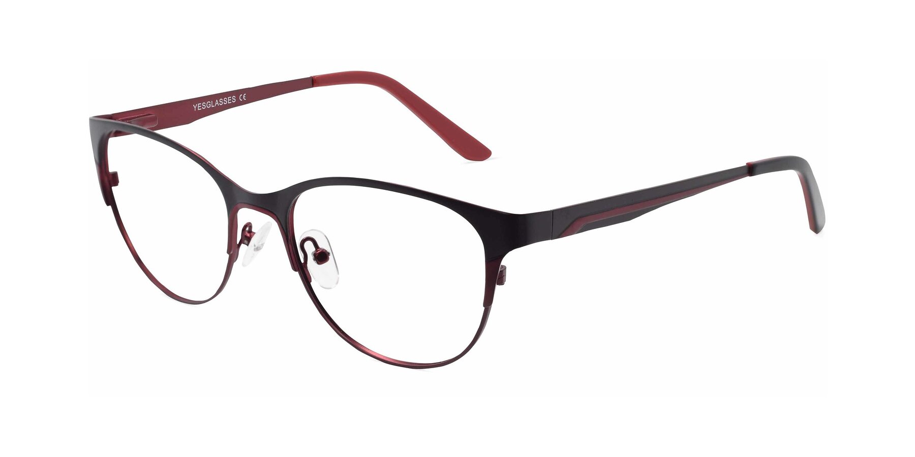 Angle of 9025 in Black-Wine with Clear Reading Eyeglass Lenses