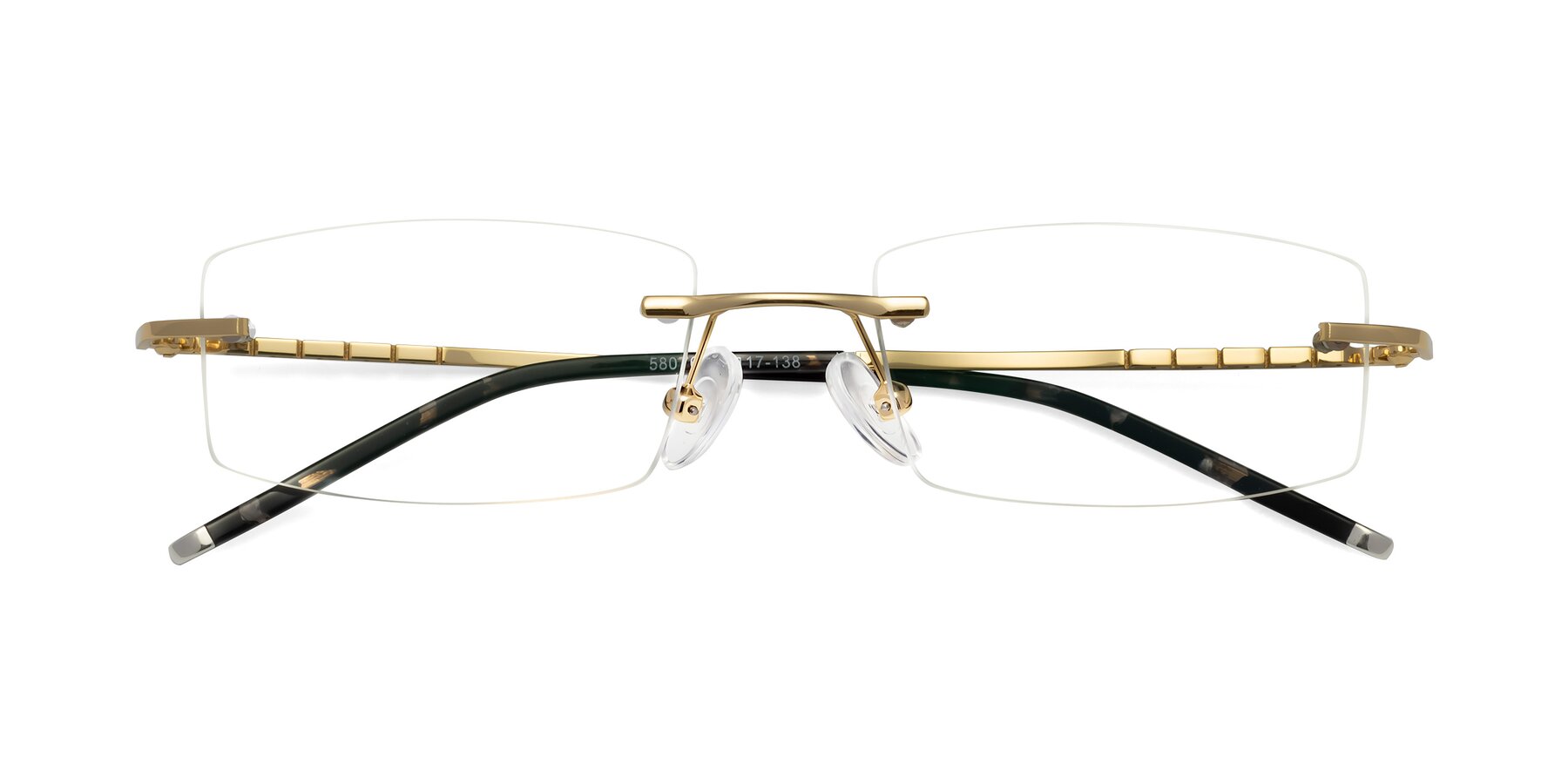 Gold Metal Rectangle Rimless Eyeglasses 58076