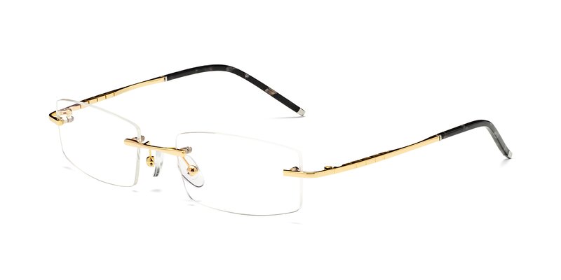 Gold Metal Rectangle Rimless Eyeglasses - 58076