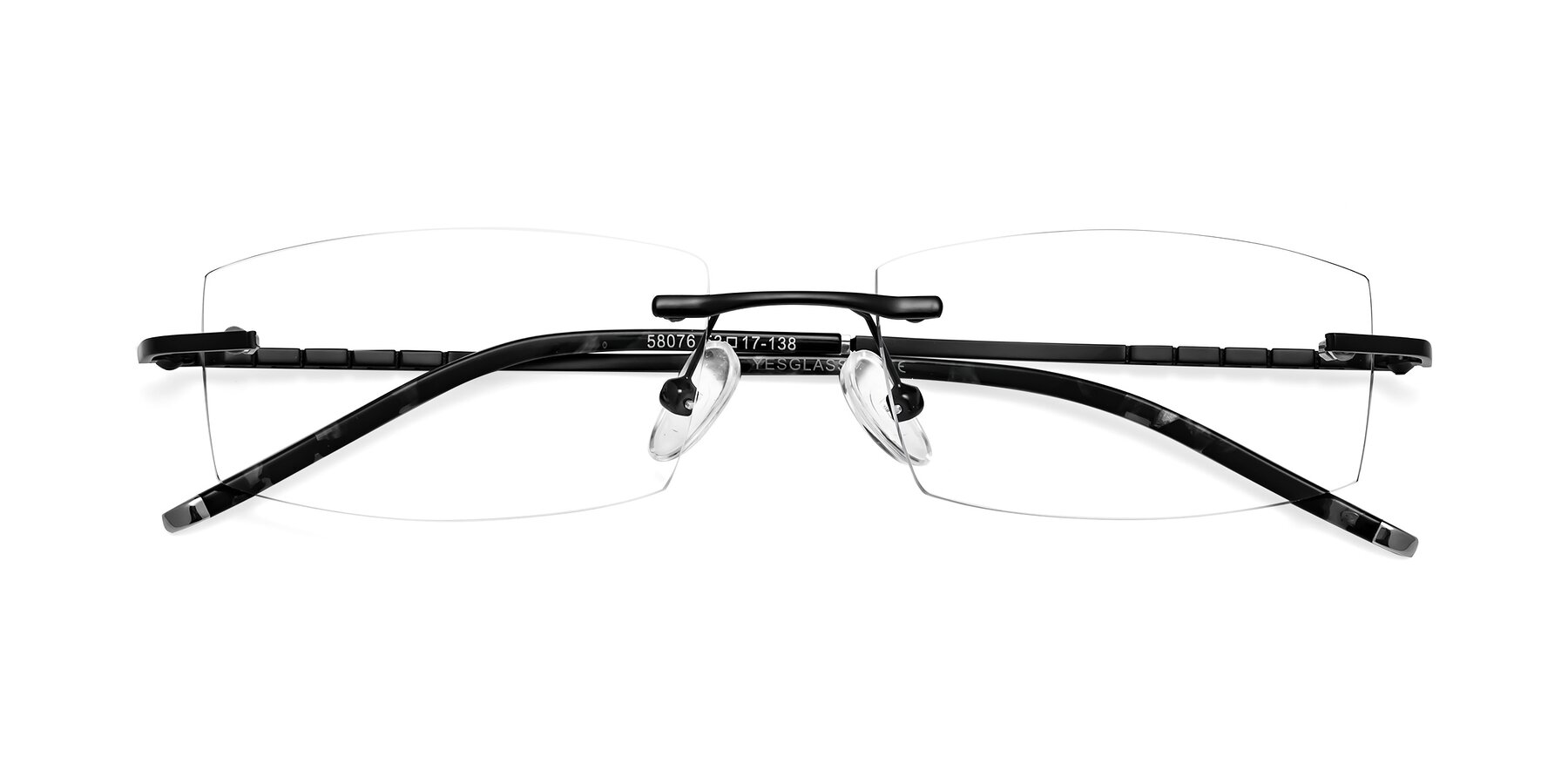 Folded Front of 58076 in Black with Clear Eyeglass Lenses