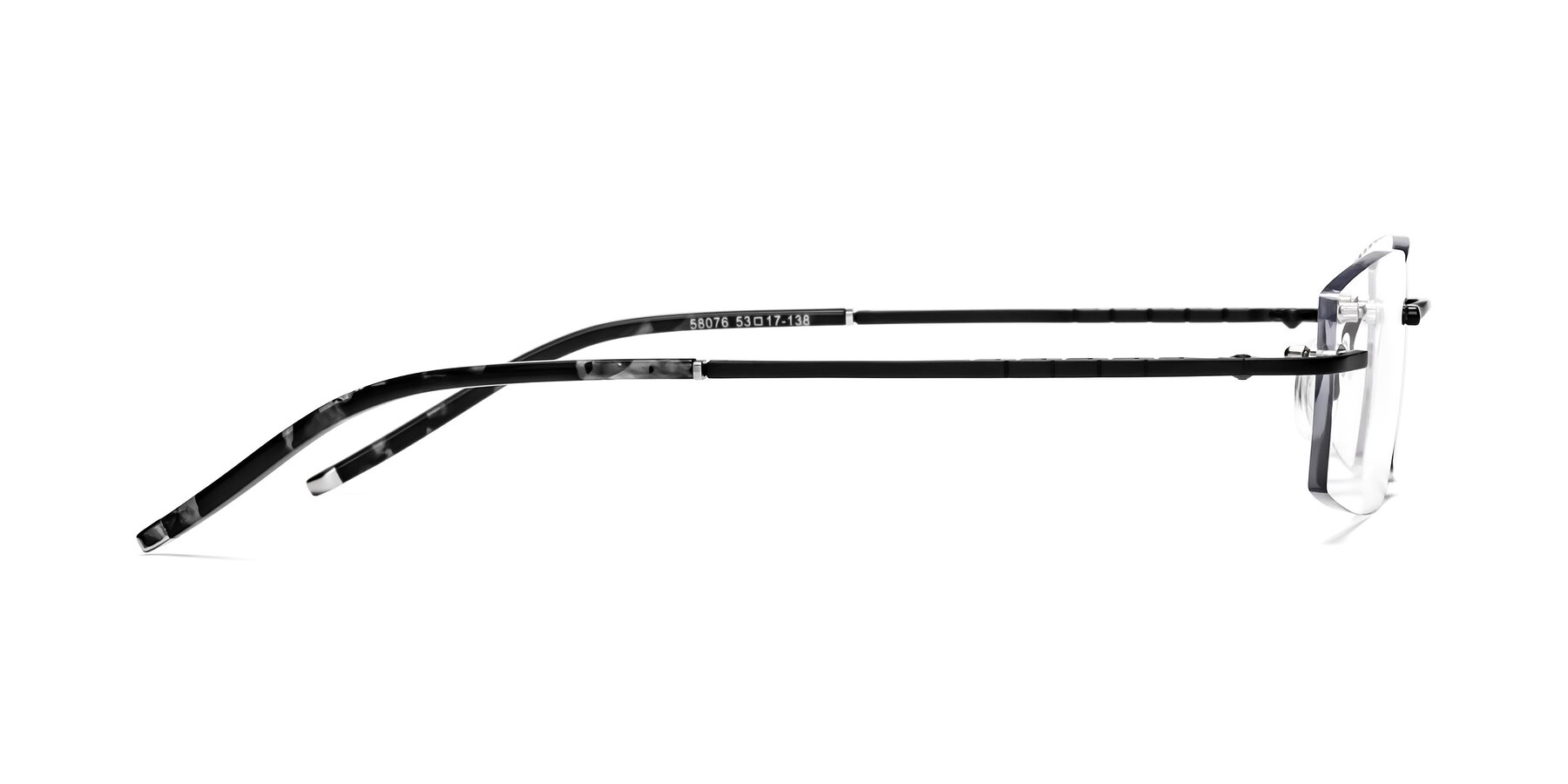 Side of 58076 in Black with Clear Reading Eyeglass Lenses