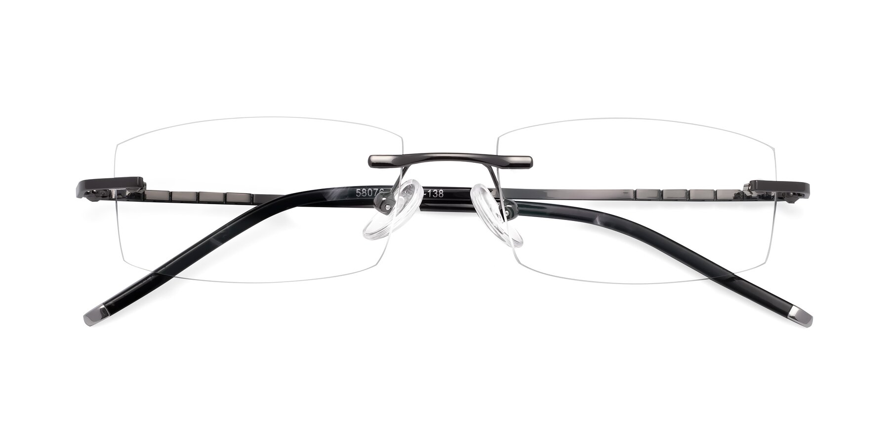 Folded Front of 58076 in Gunmetal with Clear Eyeglass Lenses