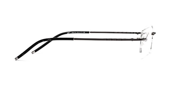 Gunmetal Metal Rectangle Rimless Eyeglasses - 58076