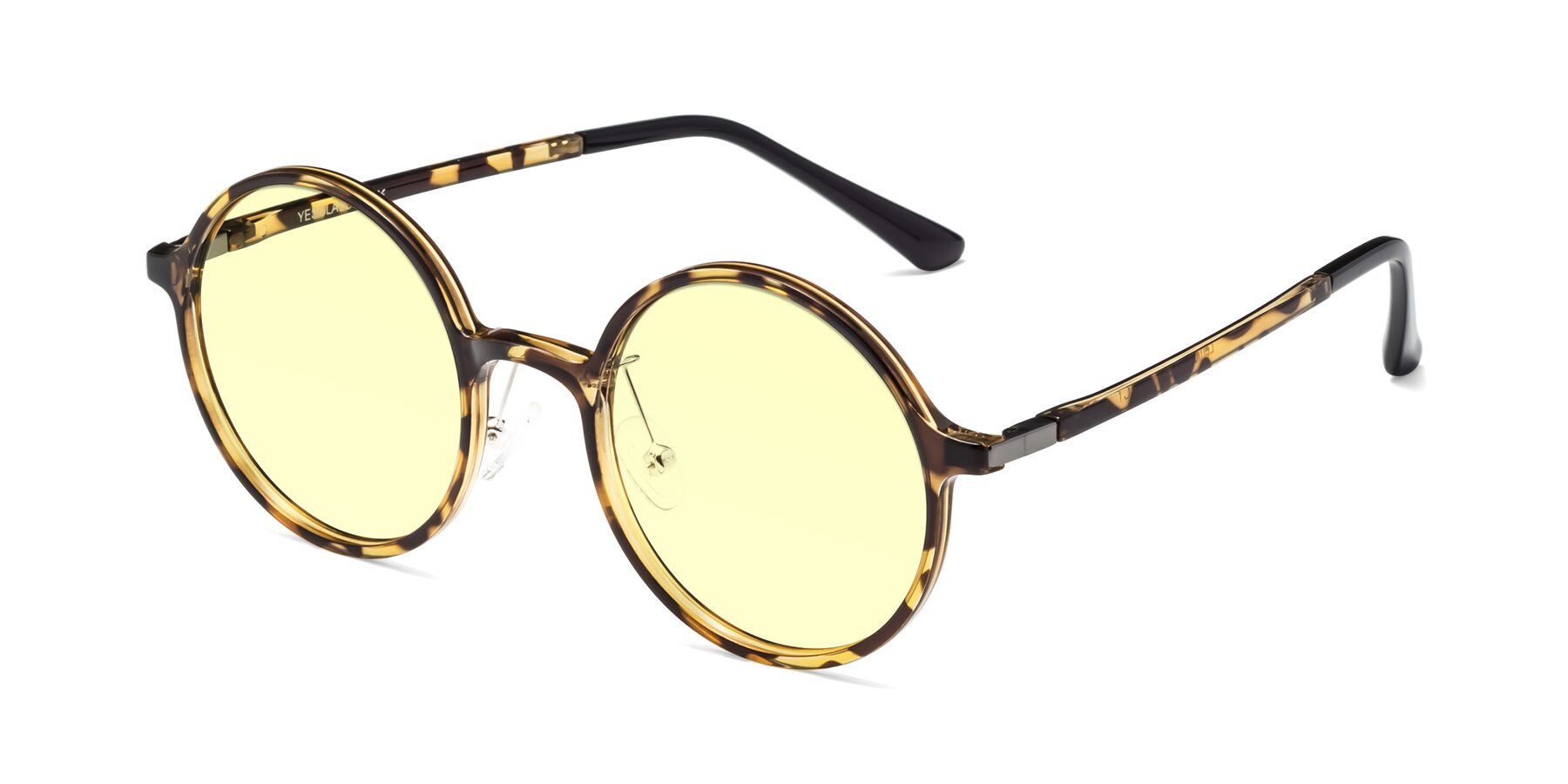 Angle of Lemon in Tortoise with Light Yellow Tinted Lenses