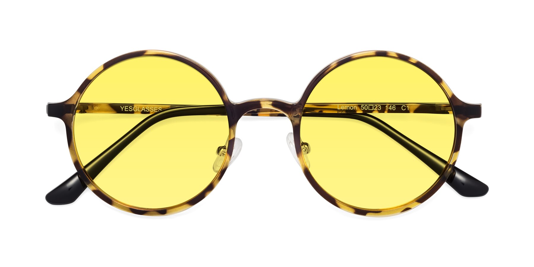 Folded Front of Lemon in Tortoise with Medium Yellow Tinted Lenses