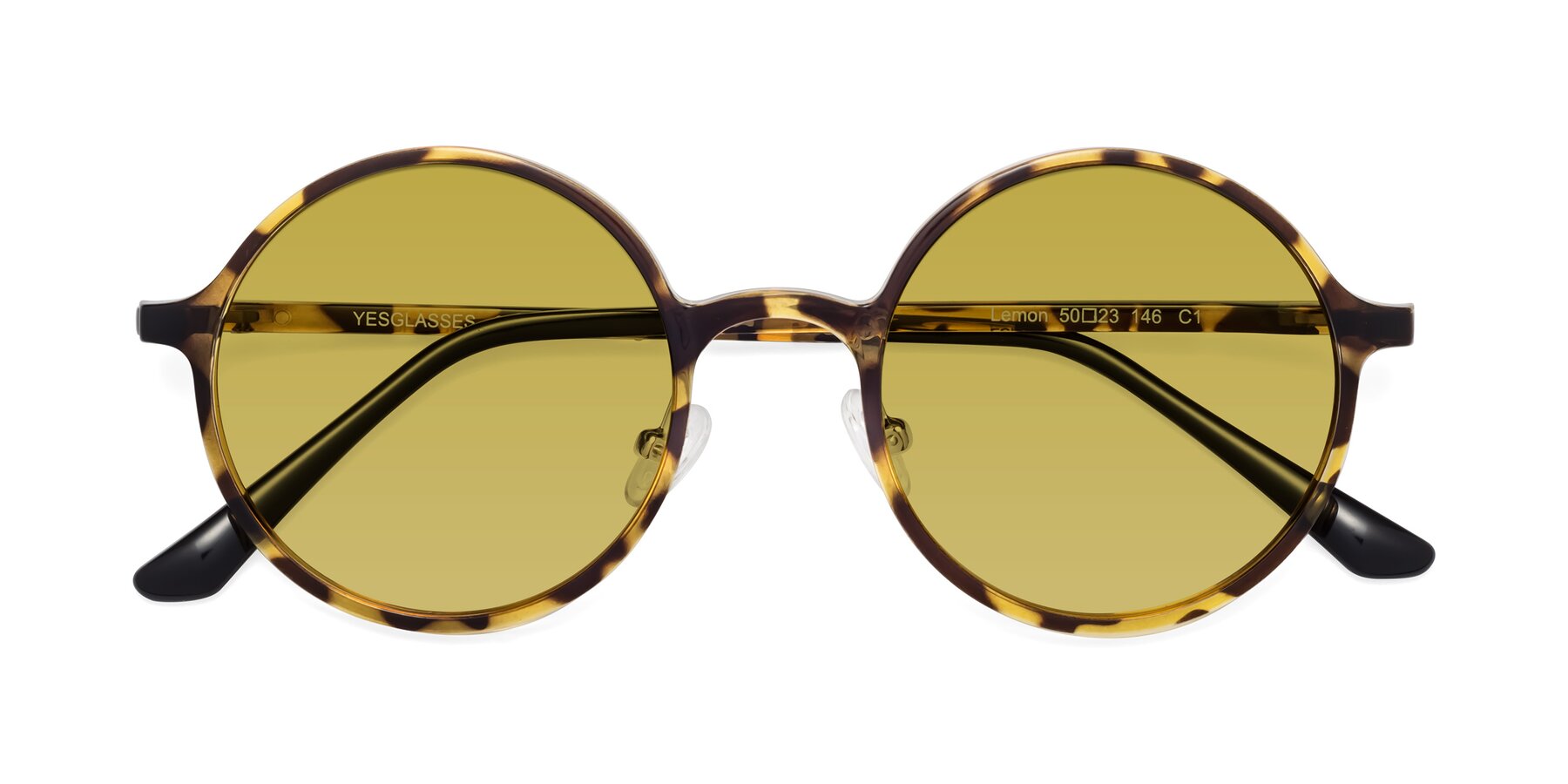 Folded Front of Lemon in Tortoise with Champagne Tinted Lenses