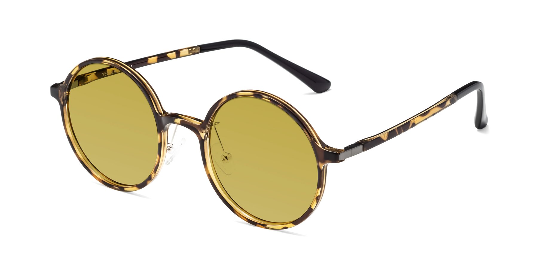 Angle of Lemon in Tortoise with Champagne Tinted Lenses