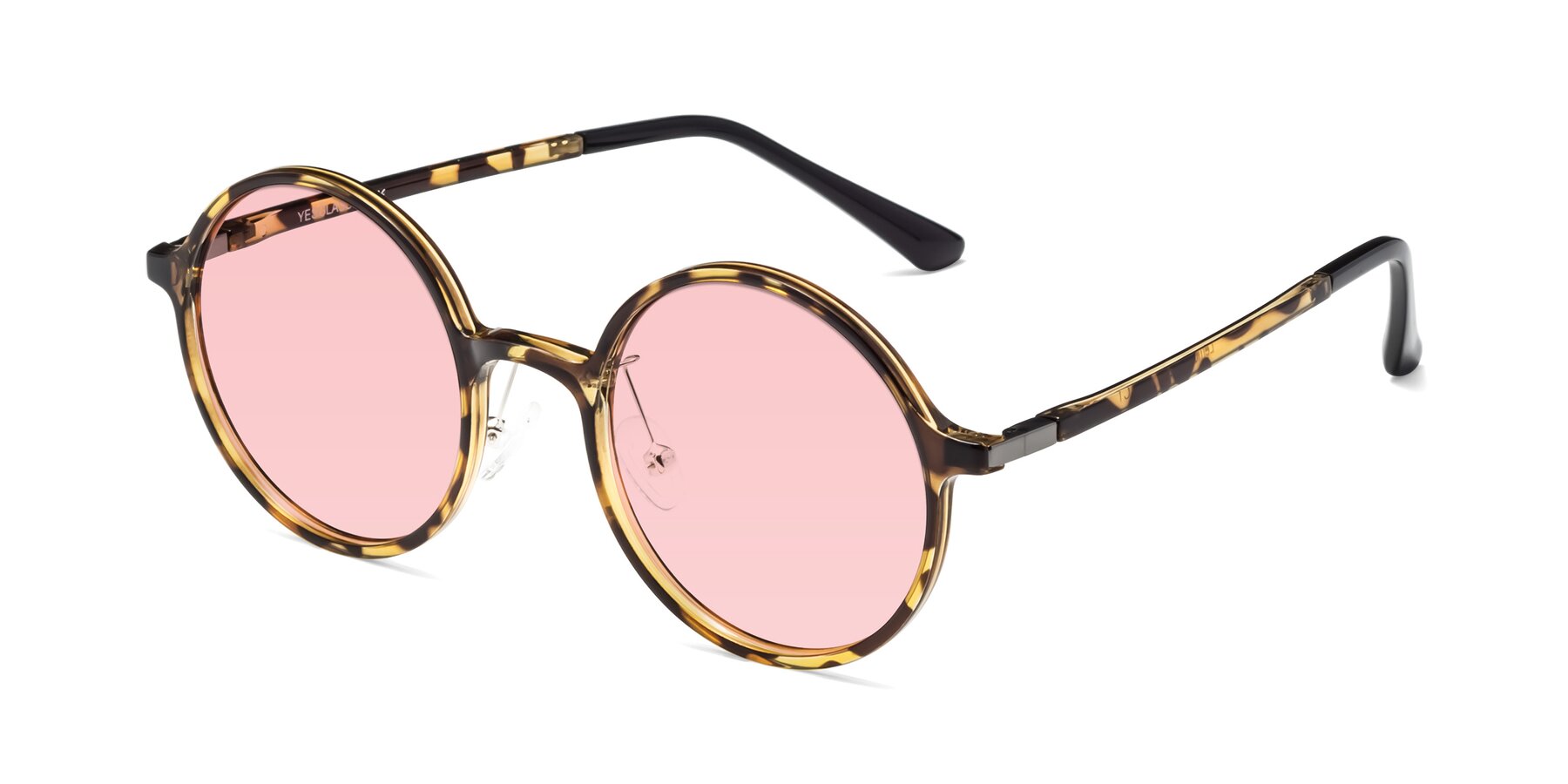 Angle of Lemon in Tortoise with Light Garnet Tinted Lenses