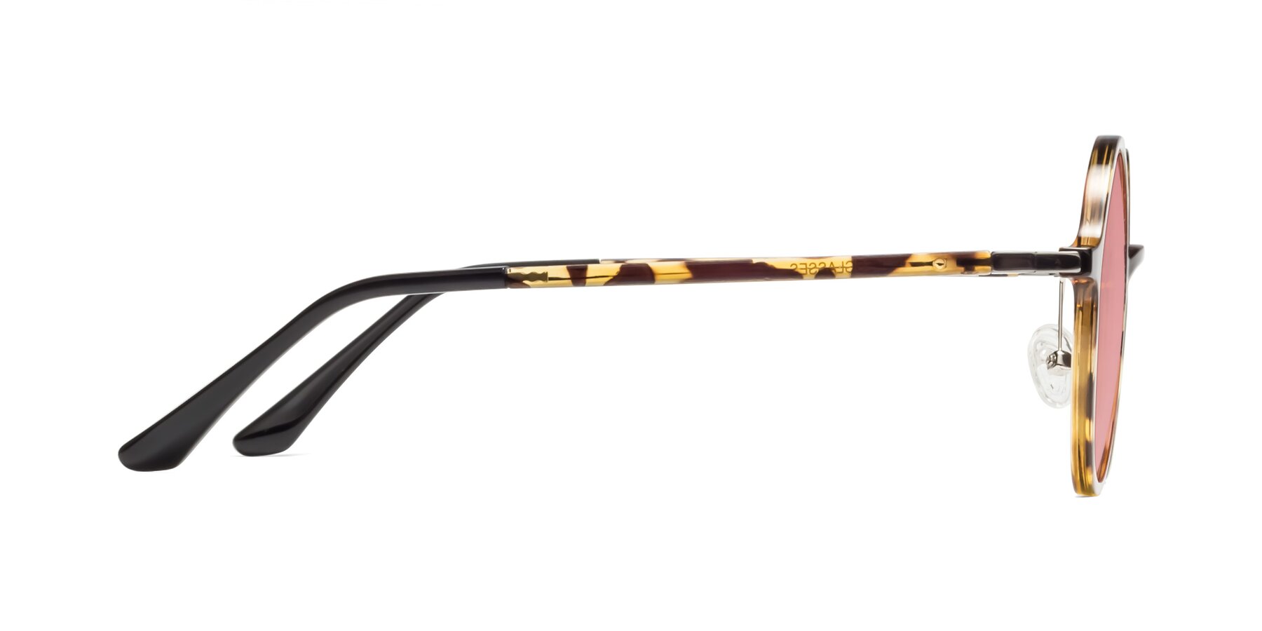 Side of Lemon in Tortoise with Medium Garnet Tinted Lenses