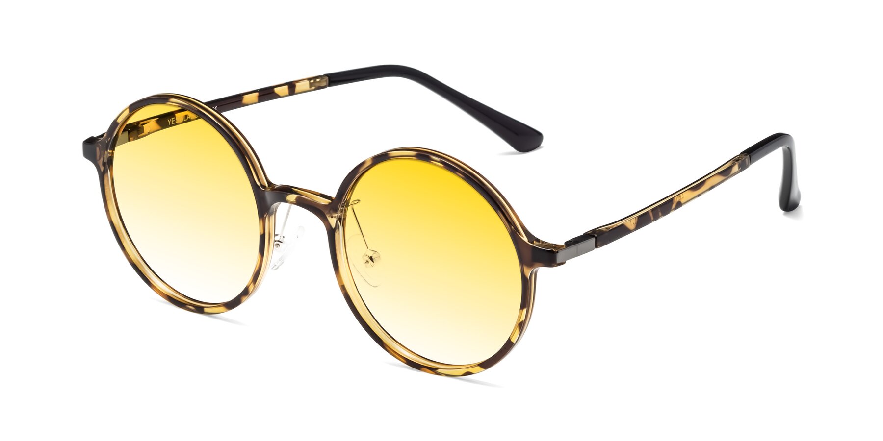 Angle of Lemon in Tortoise with Yellow Gradient Lenses