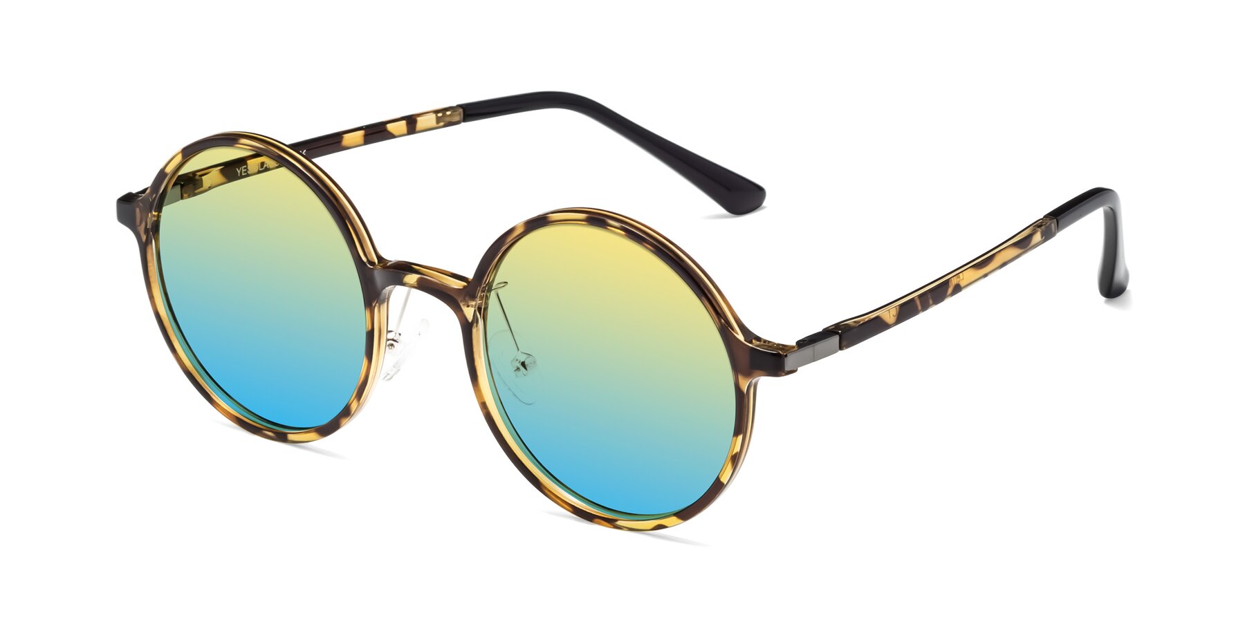 Angle of Lemon in Tortoise with Yellow / Blue Gradient Lenses