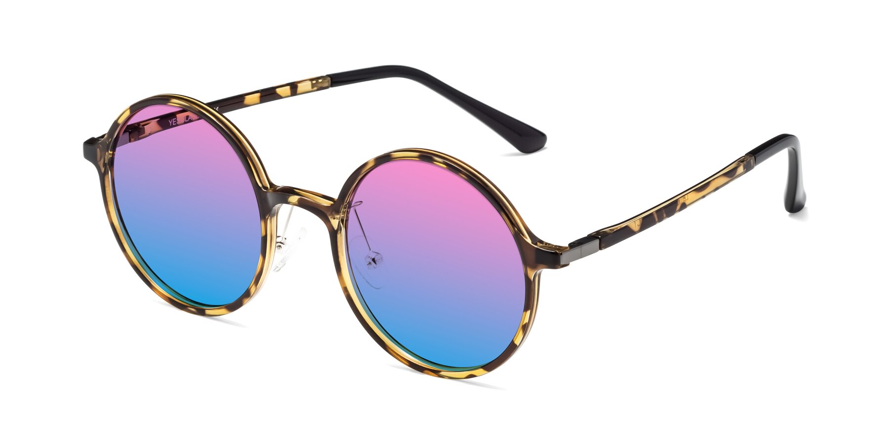 Angle of Lemon in Tortoise with Pink / Blue Gradient Lenses