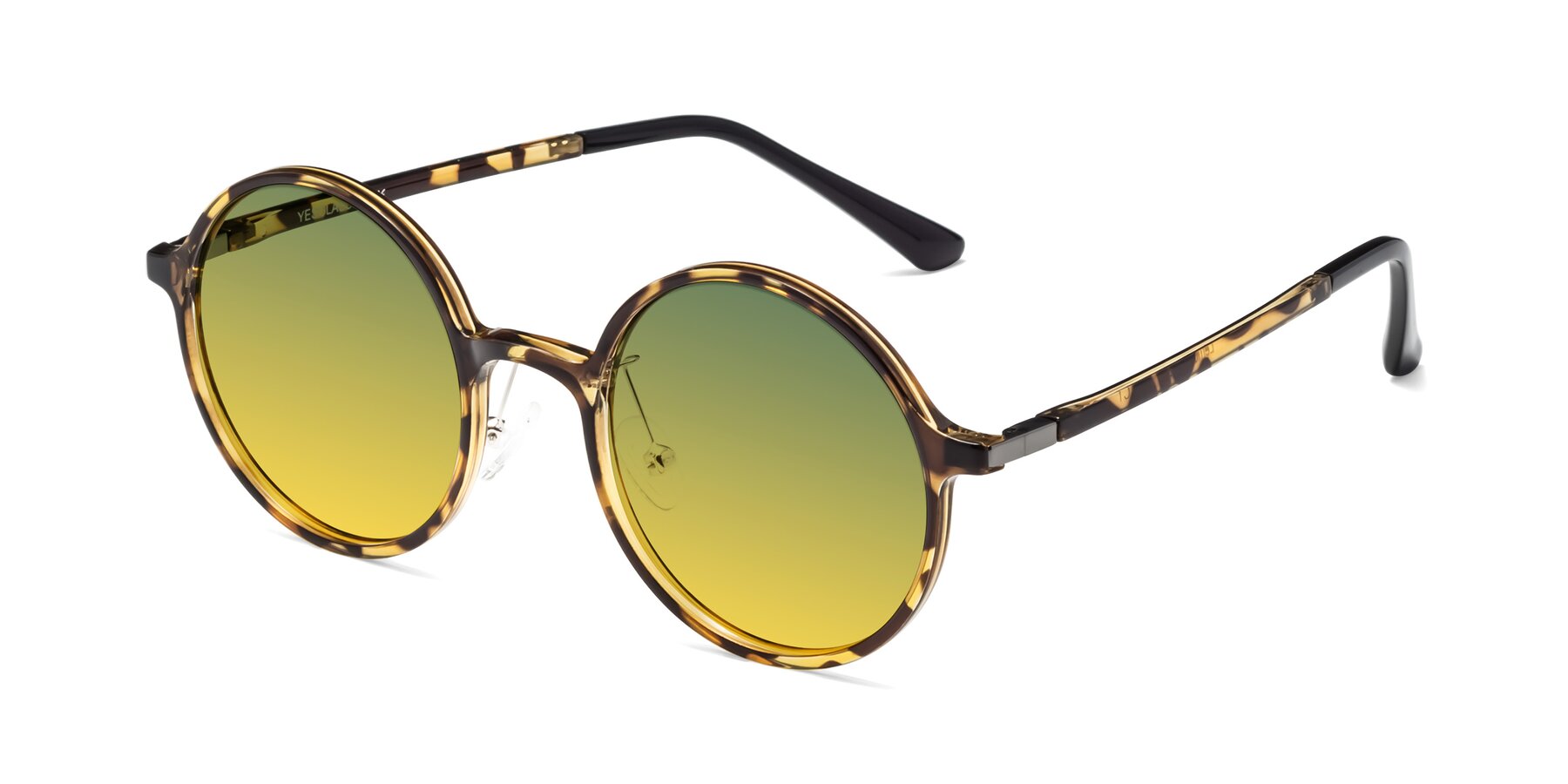 Angle of Lemon in Tortoise with Green / Yellow Gradient Lenses