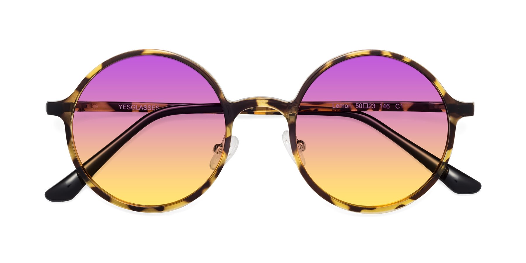 Folded Front of Lemon in Tortoise with Purple / Yellow Gradient Lenses
