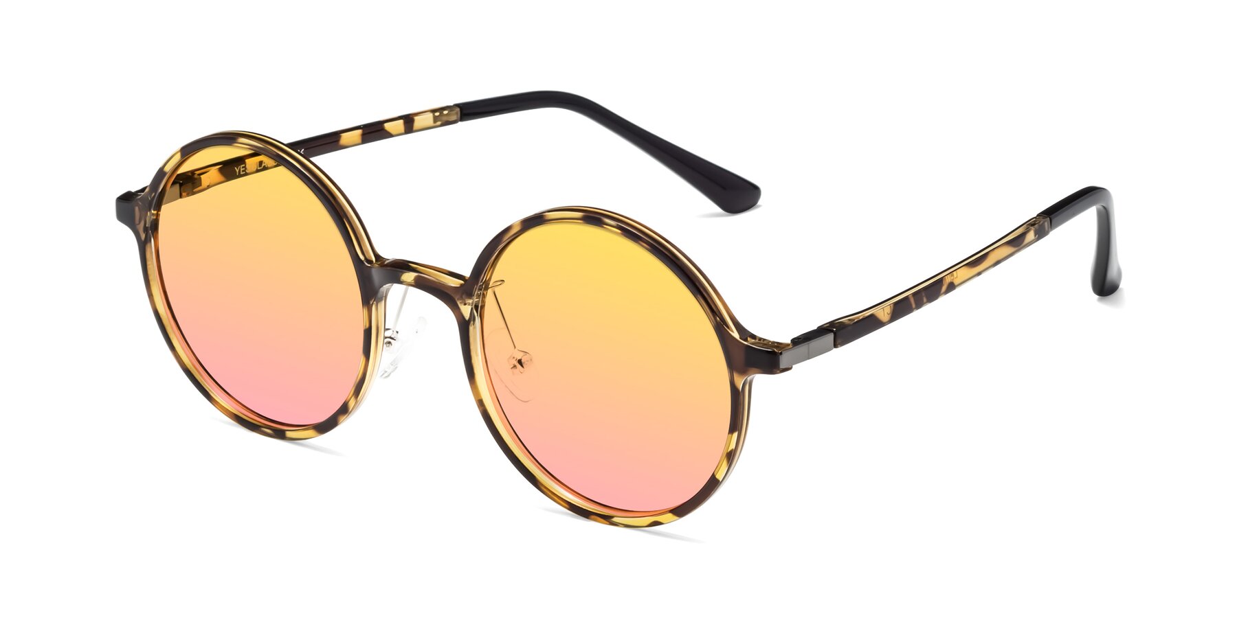 Angle of Lemon in Tortoise with Yellow / Pink Gradient Lenses