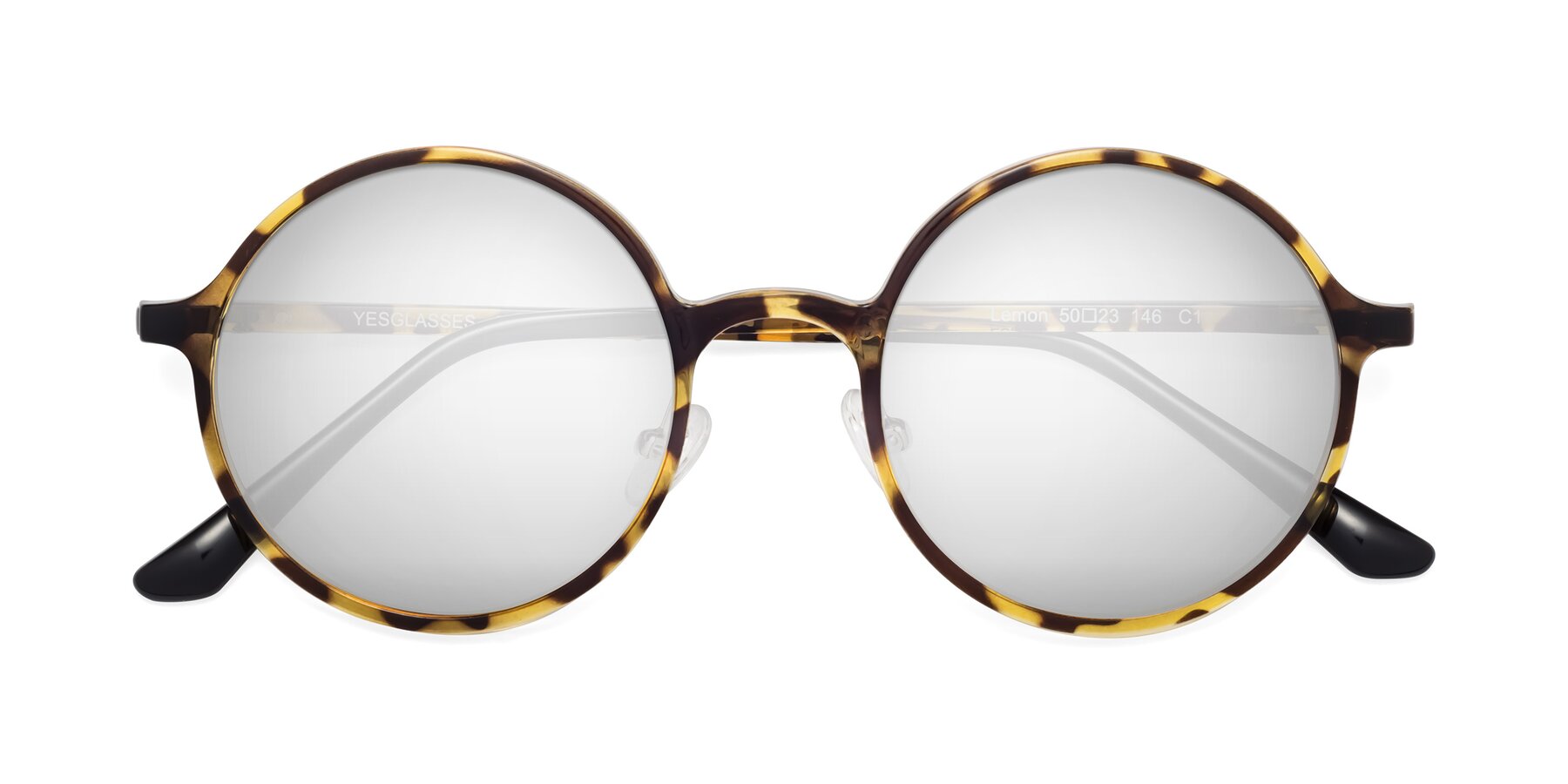 Folded Front of Lemon in Tortoise with Silver Mirrored Lenses